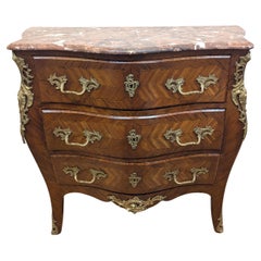 19th Century French Commode Bombe Chest of Drawers Marble Top