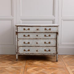 French 19th Century Painted Chest Of Drawers With Bronzes Handles