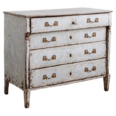 French 19th Century Painted Chest Of Drawers With Bronzes Handles