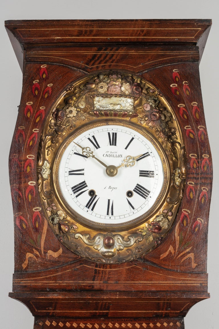 French Provincial 19th Century French Comtoise Grandfather Clock For Sale