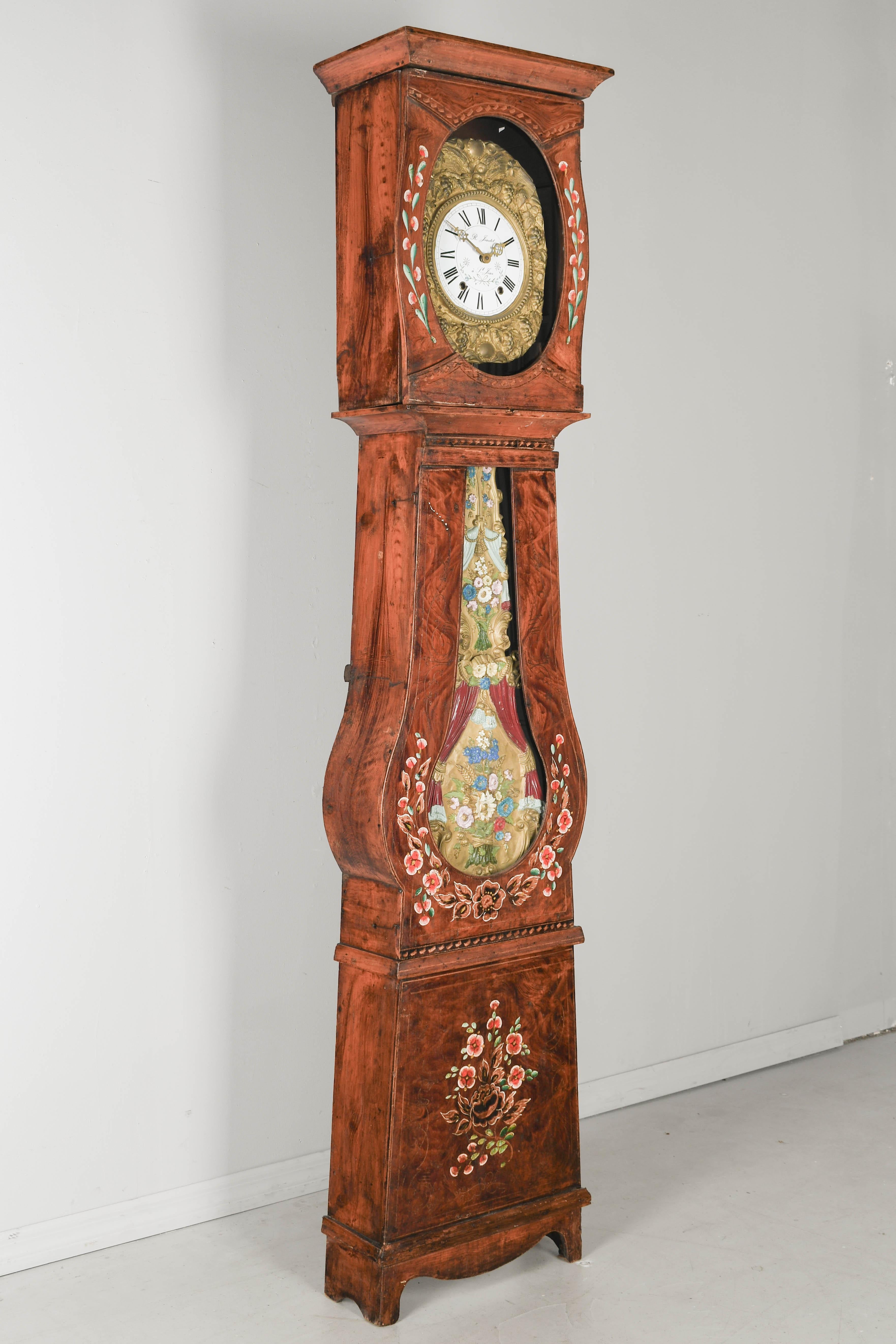French Provincial 19th Century French Comtoise Grandfather Clock