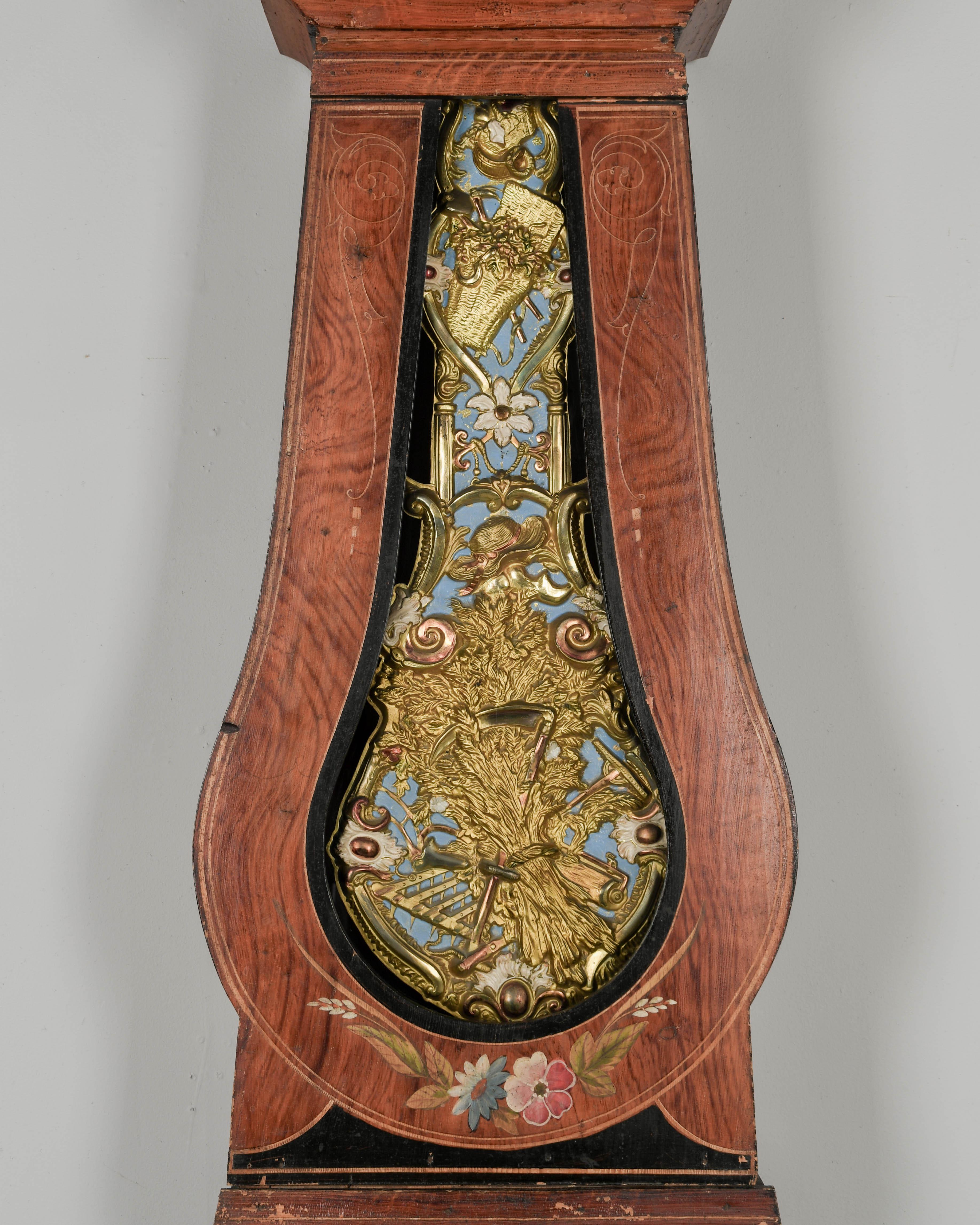 French Provincial 19th Century French Comtoise Grandfather Clock For Sale