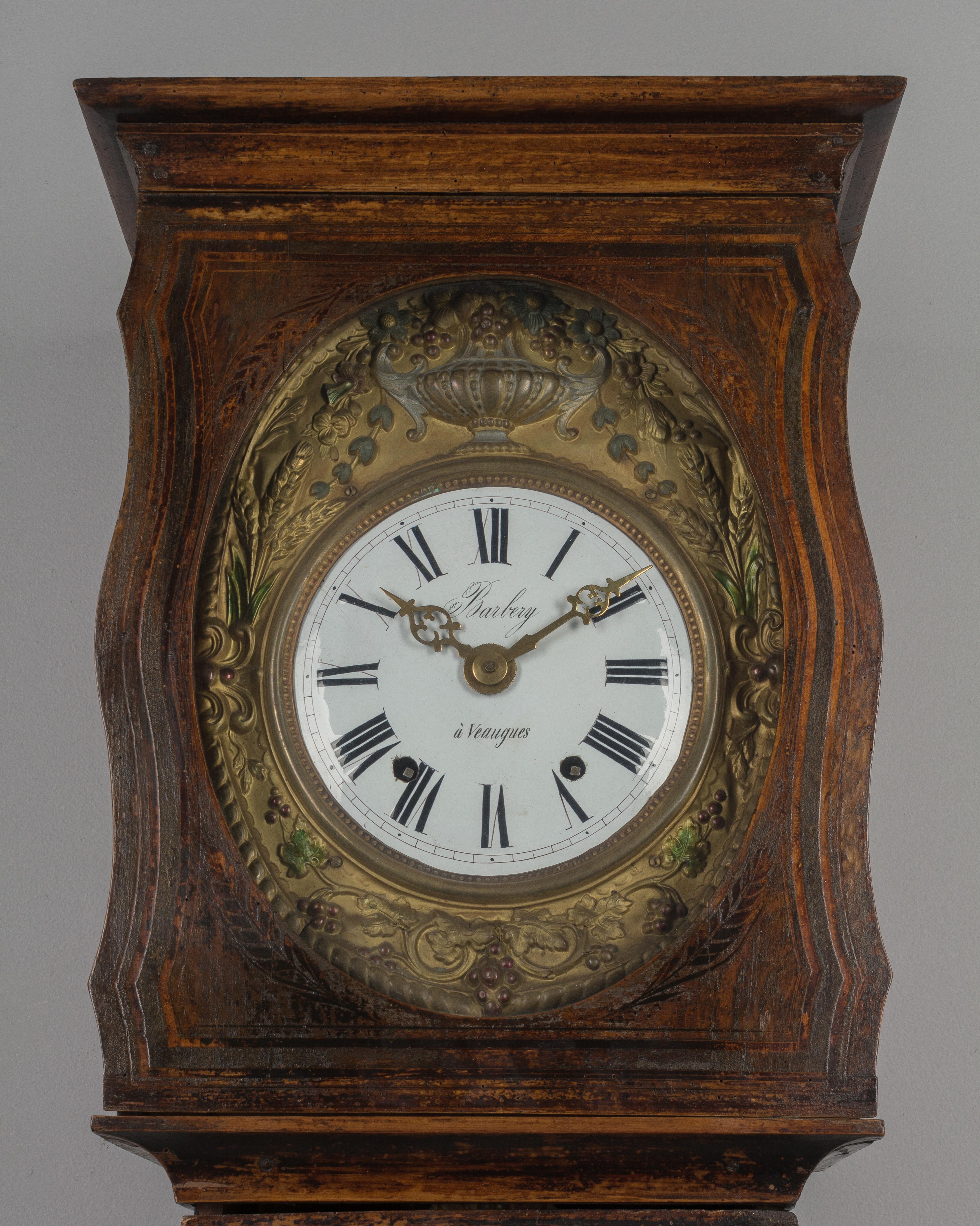 French Provincial 19th Century French Comtoise Grandfather Clock