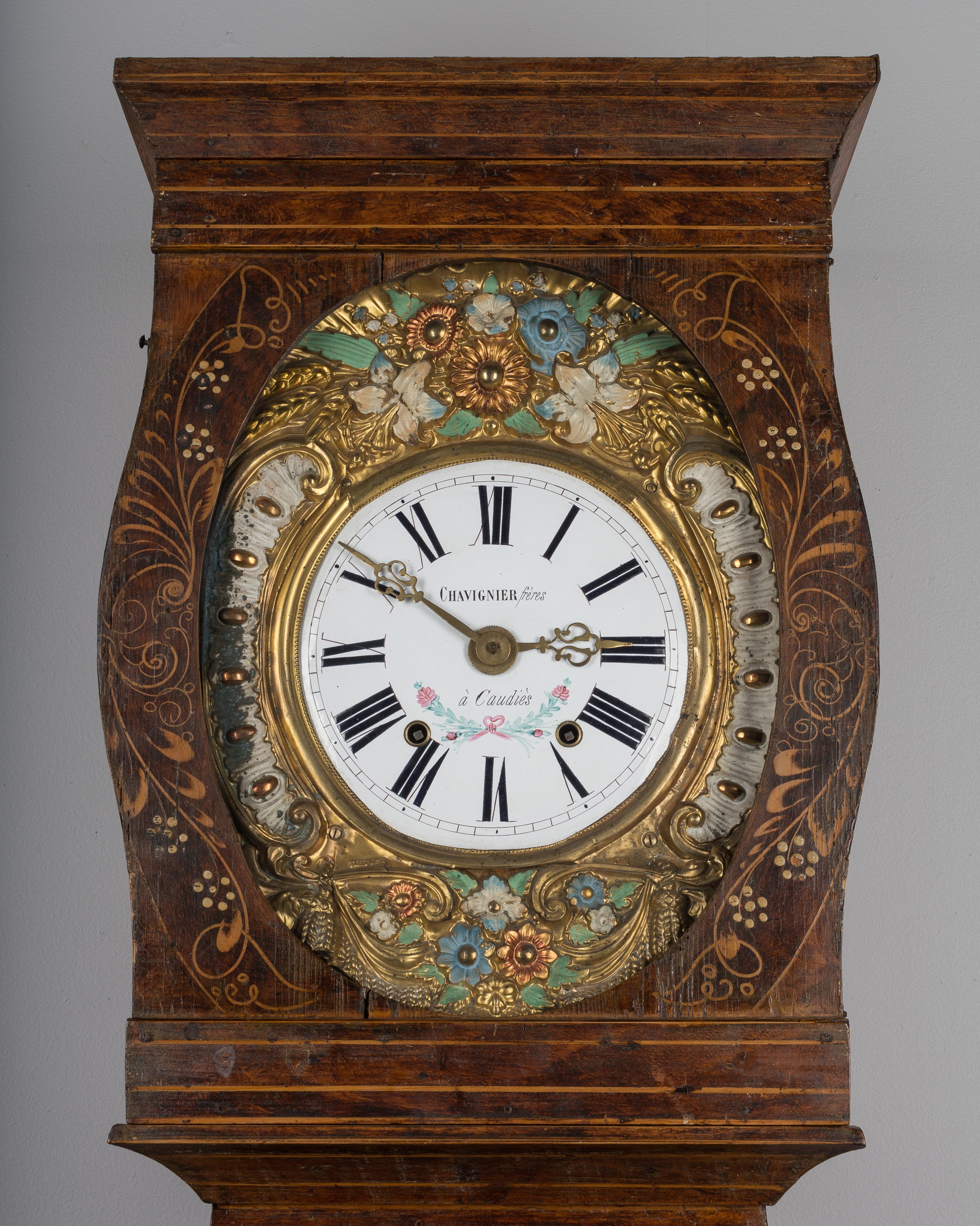 Glass 19th Century French Comtoise Grandfather Clock