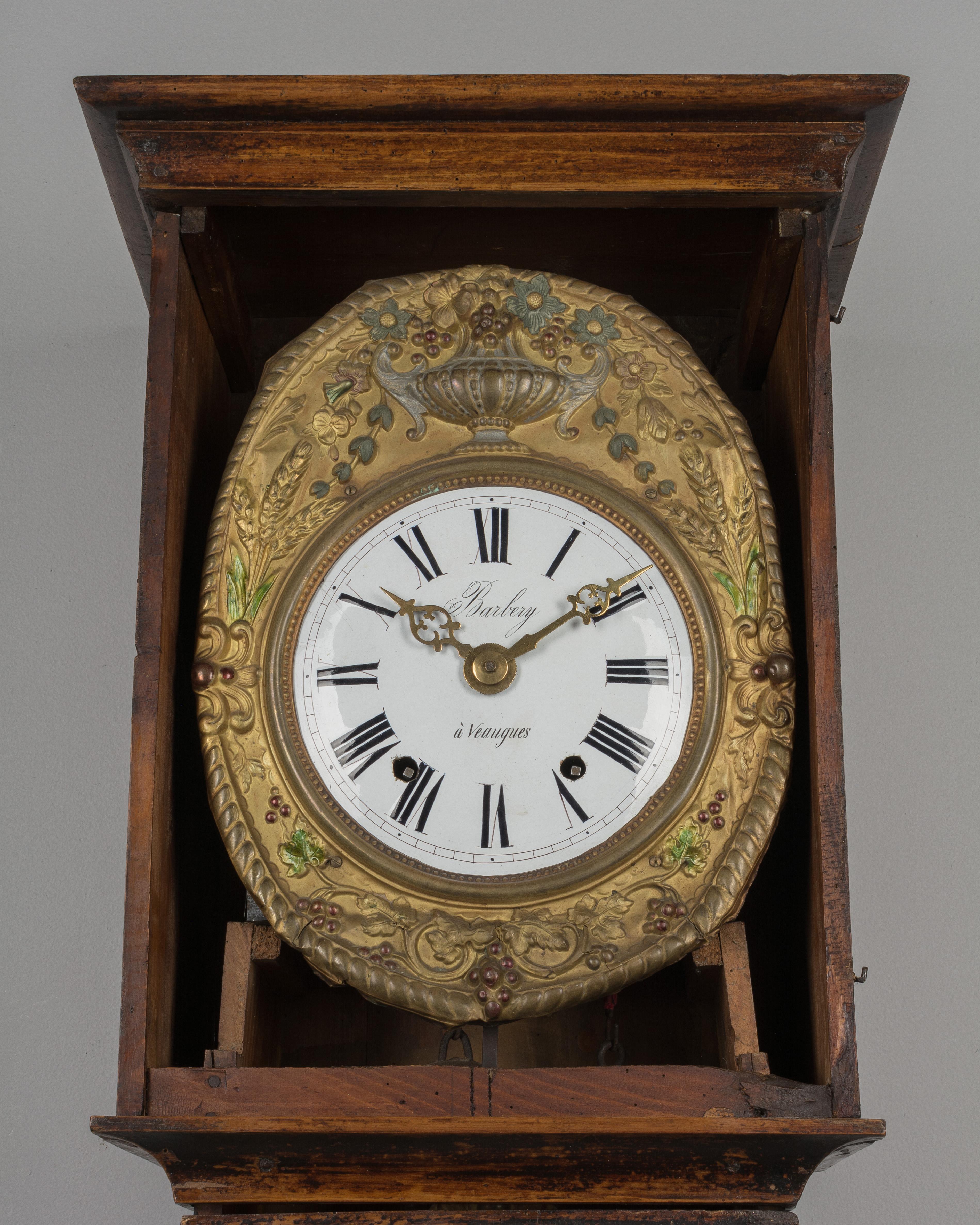Hand-Painted 19th Century French Comtoise Grandfather Clock