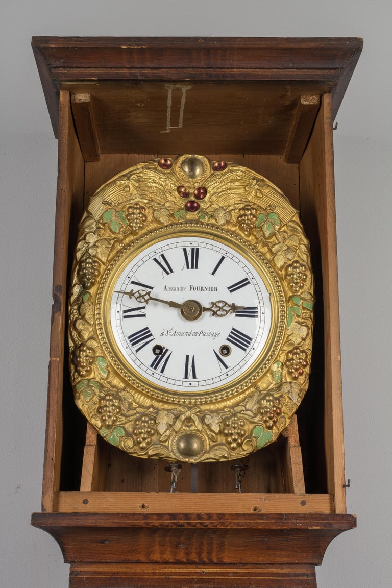 Brass 19th Century French Comtoise Grandfather Clock For Sale