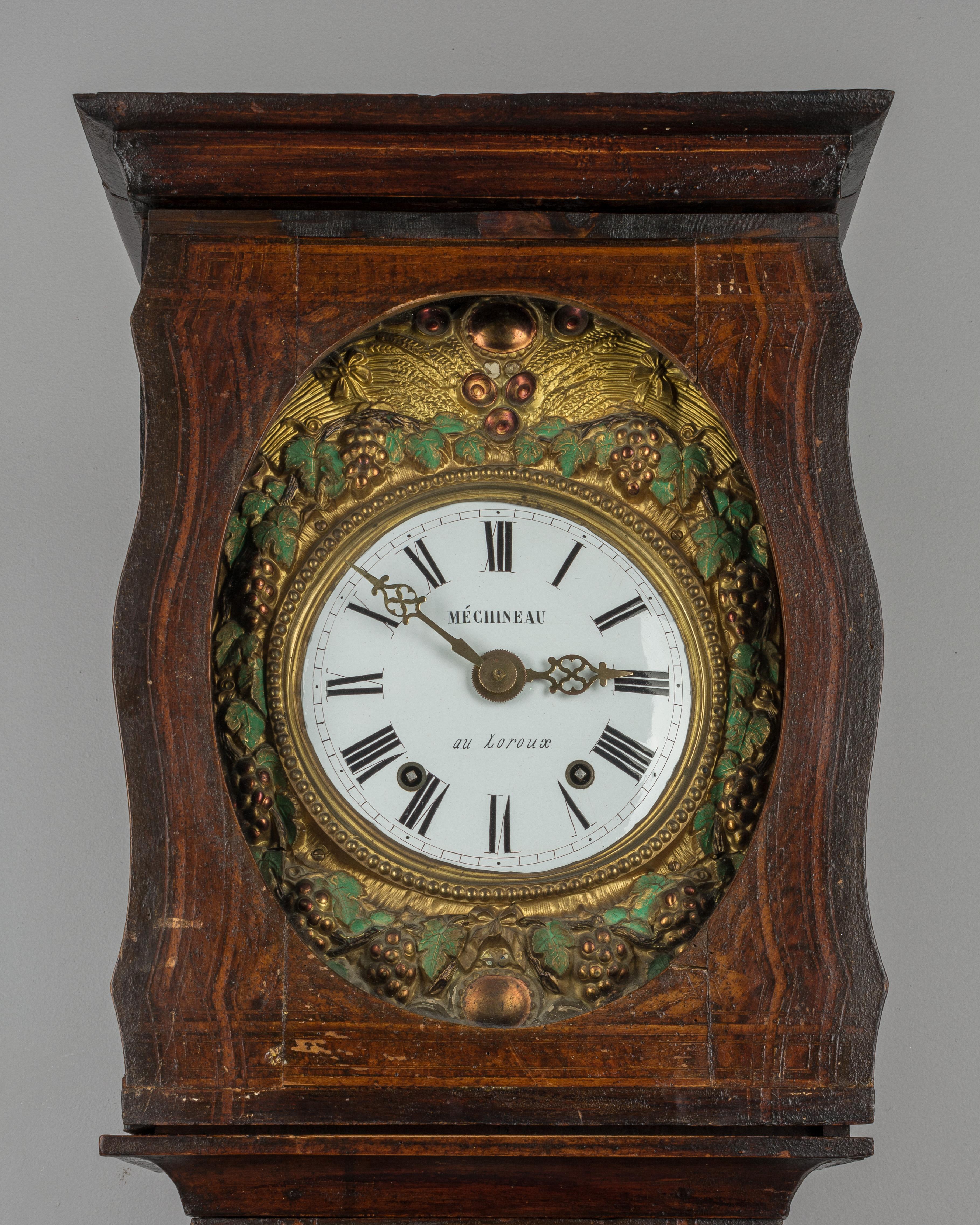 Provincial français Horloge grand-père comtoise française du 19e siècle en vente