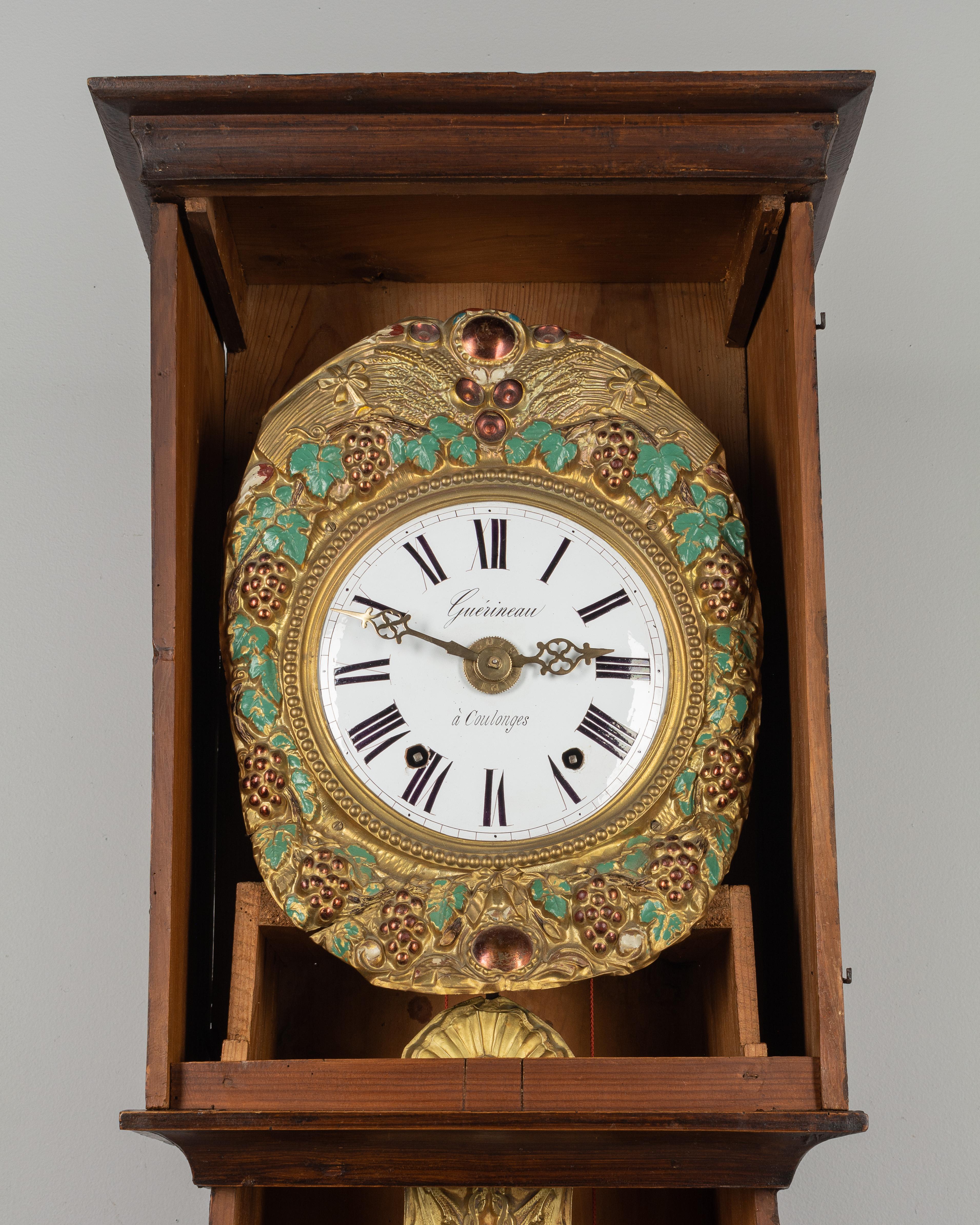 Provincial français Horloge de grand-père comtoise française du XIXe siècle