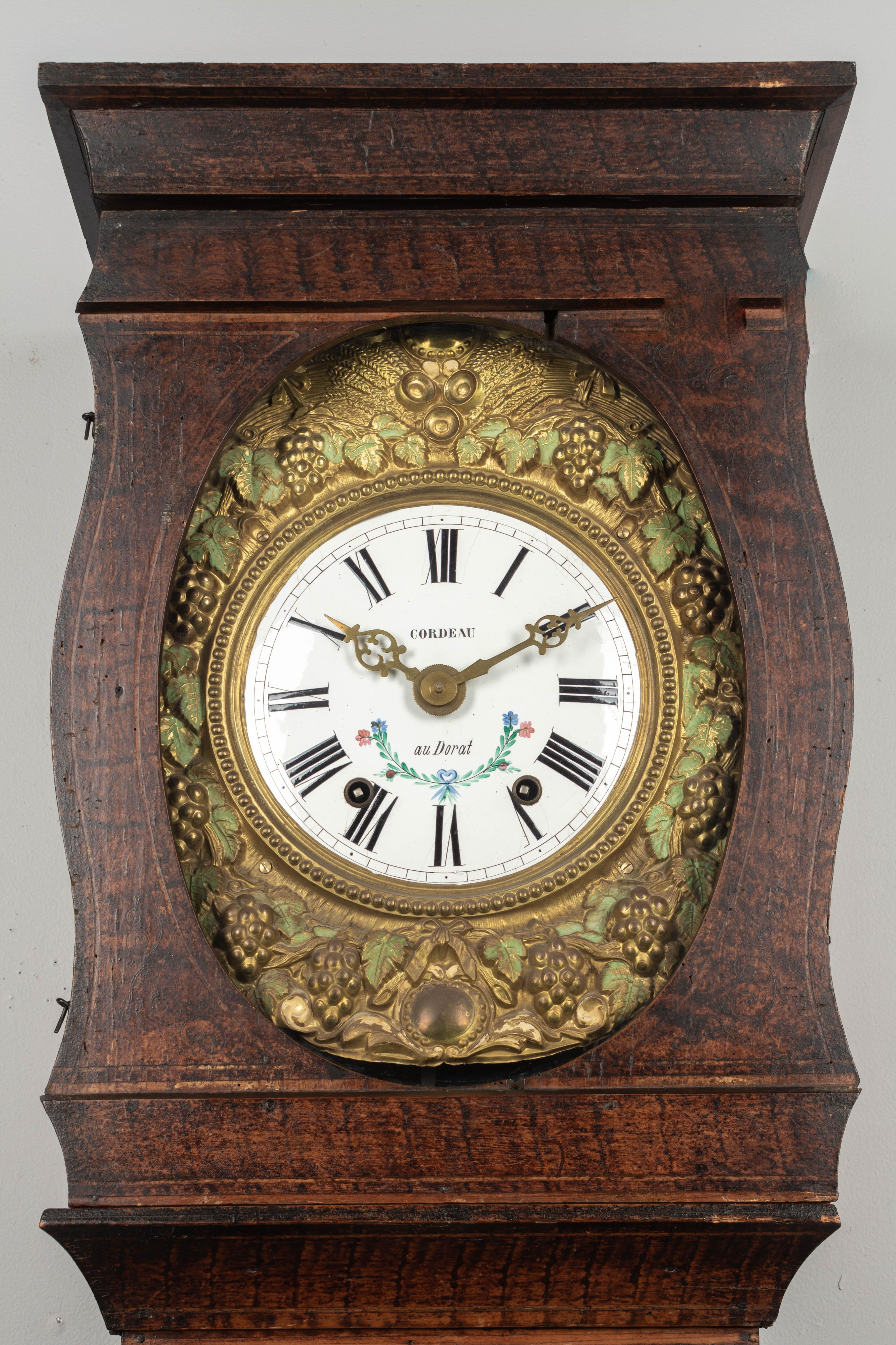 French Provincial 19th Century French Comtoise Grandfather Clock
