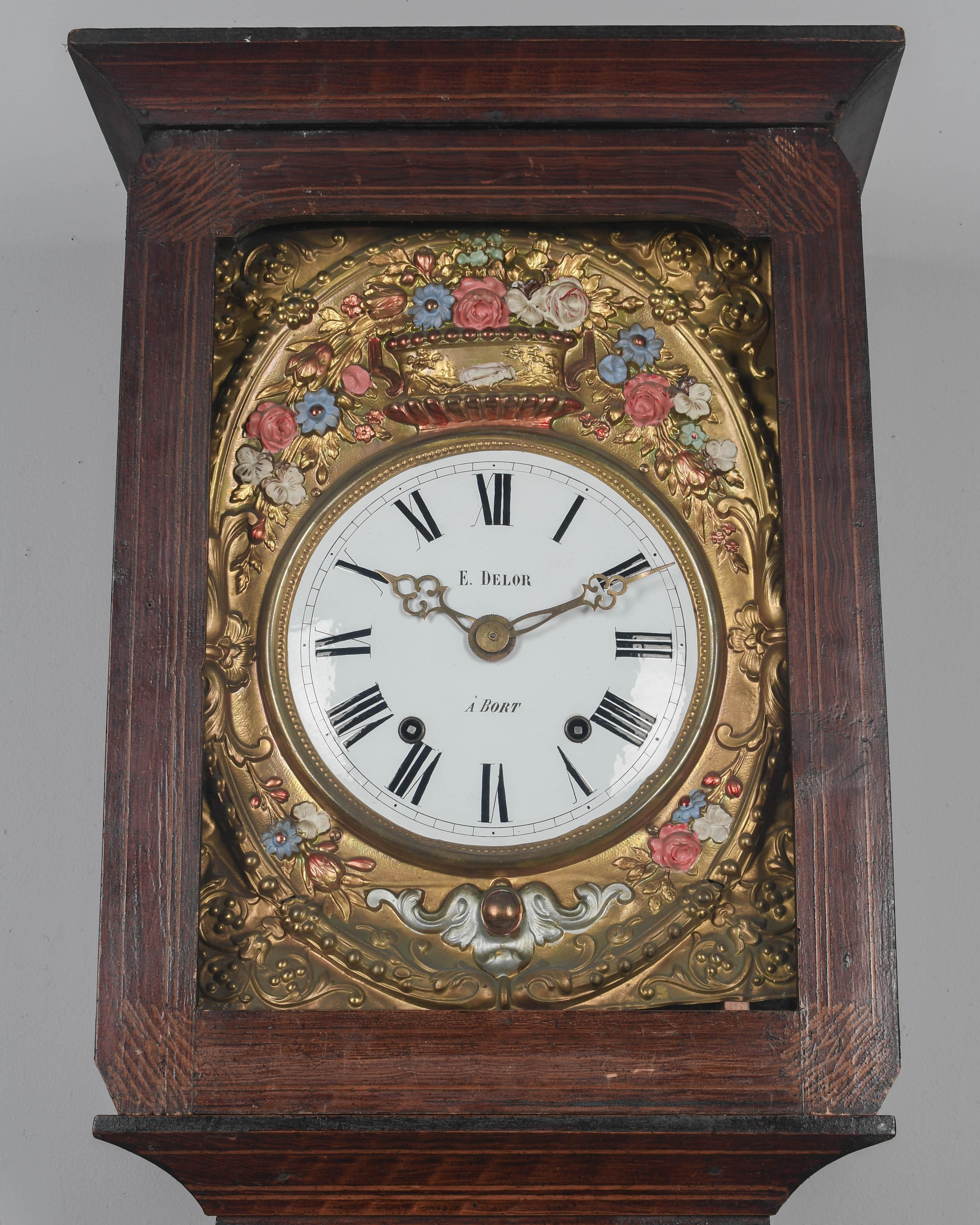 Brass 19th Century French Comtoise Grandfather Clock For Sale