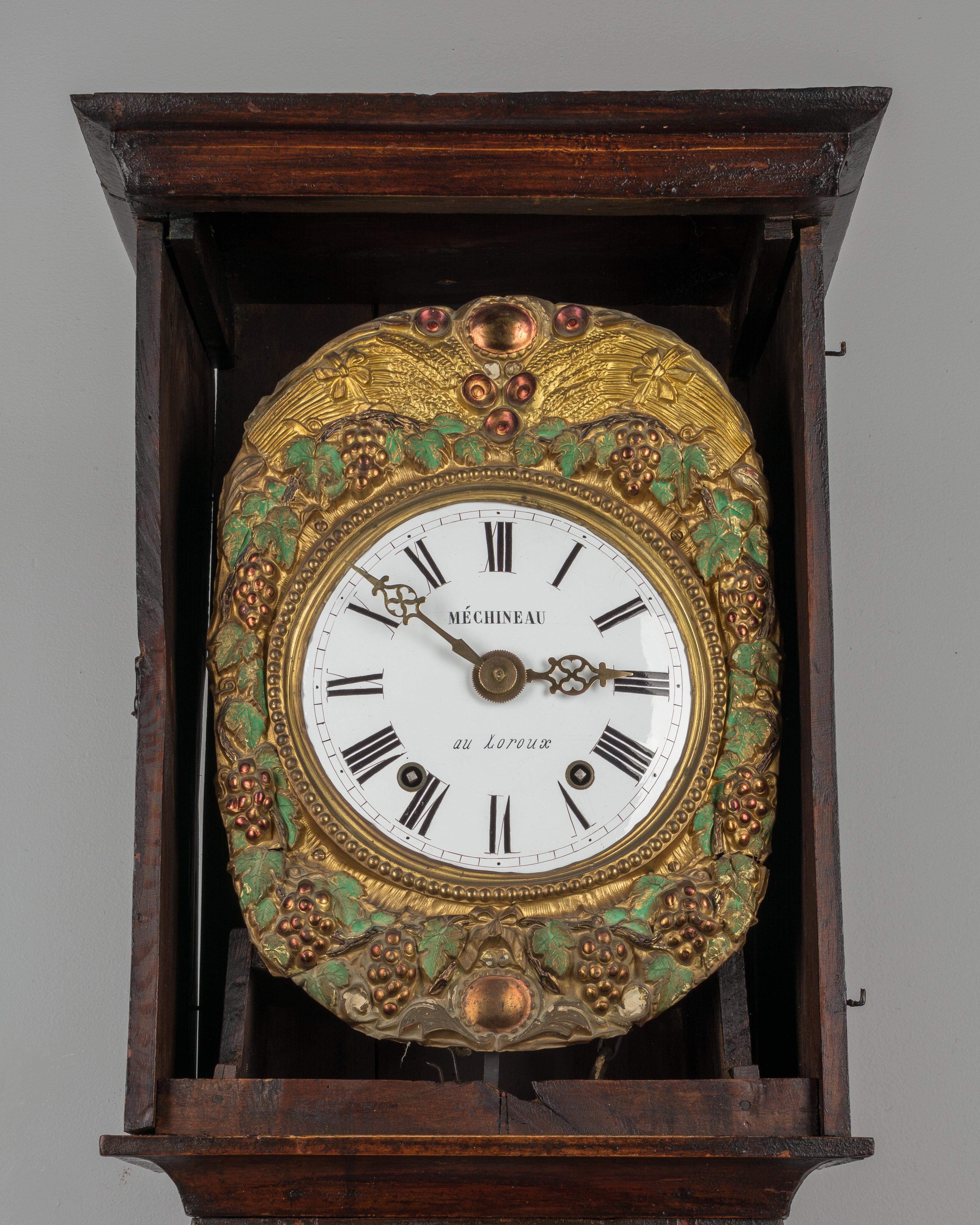 Cast 19th Century French Comtoise Grandfather Clock For Sale