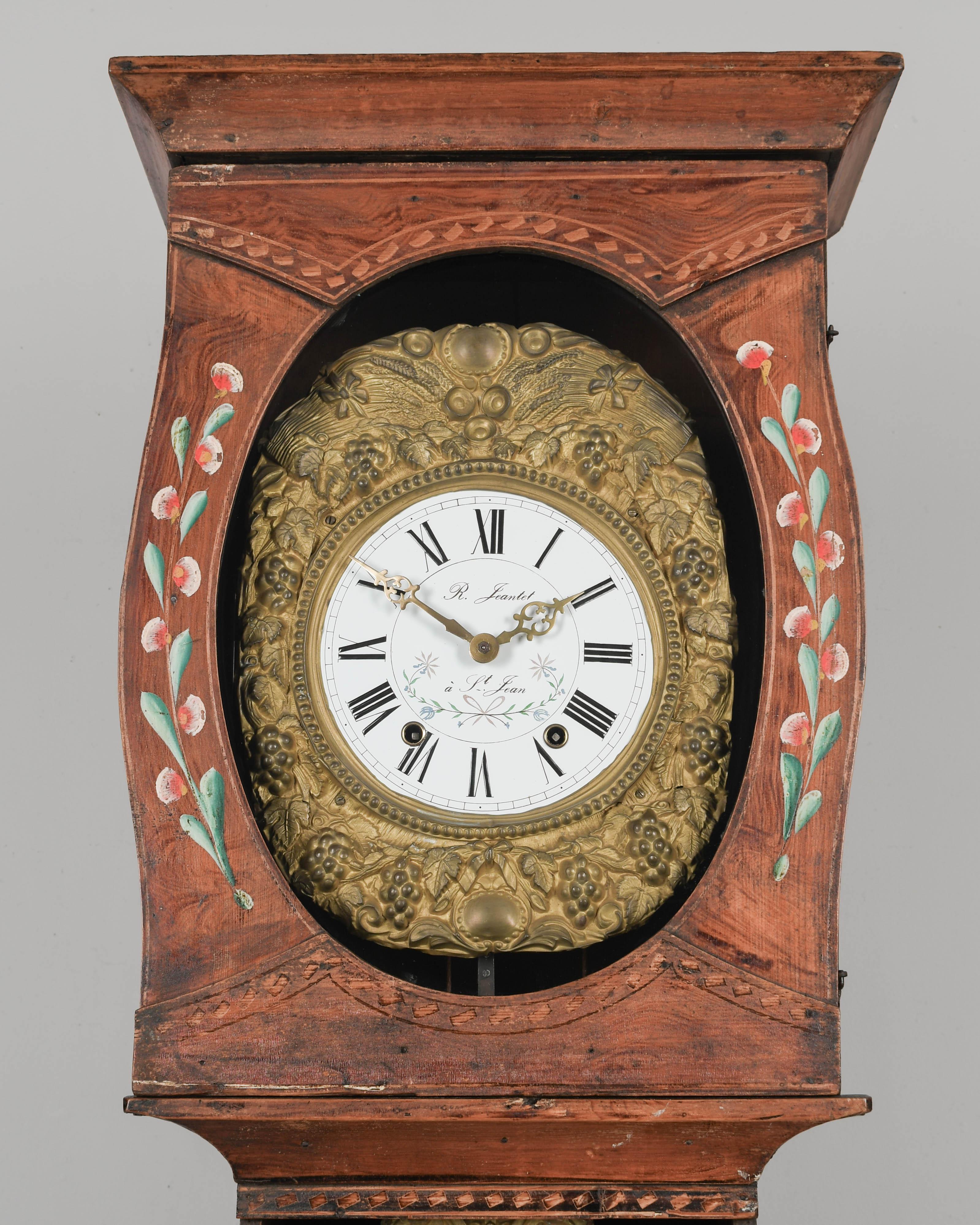 19th Century French Comtoise Grandfather Clock 1