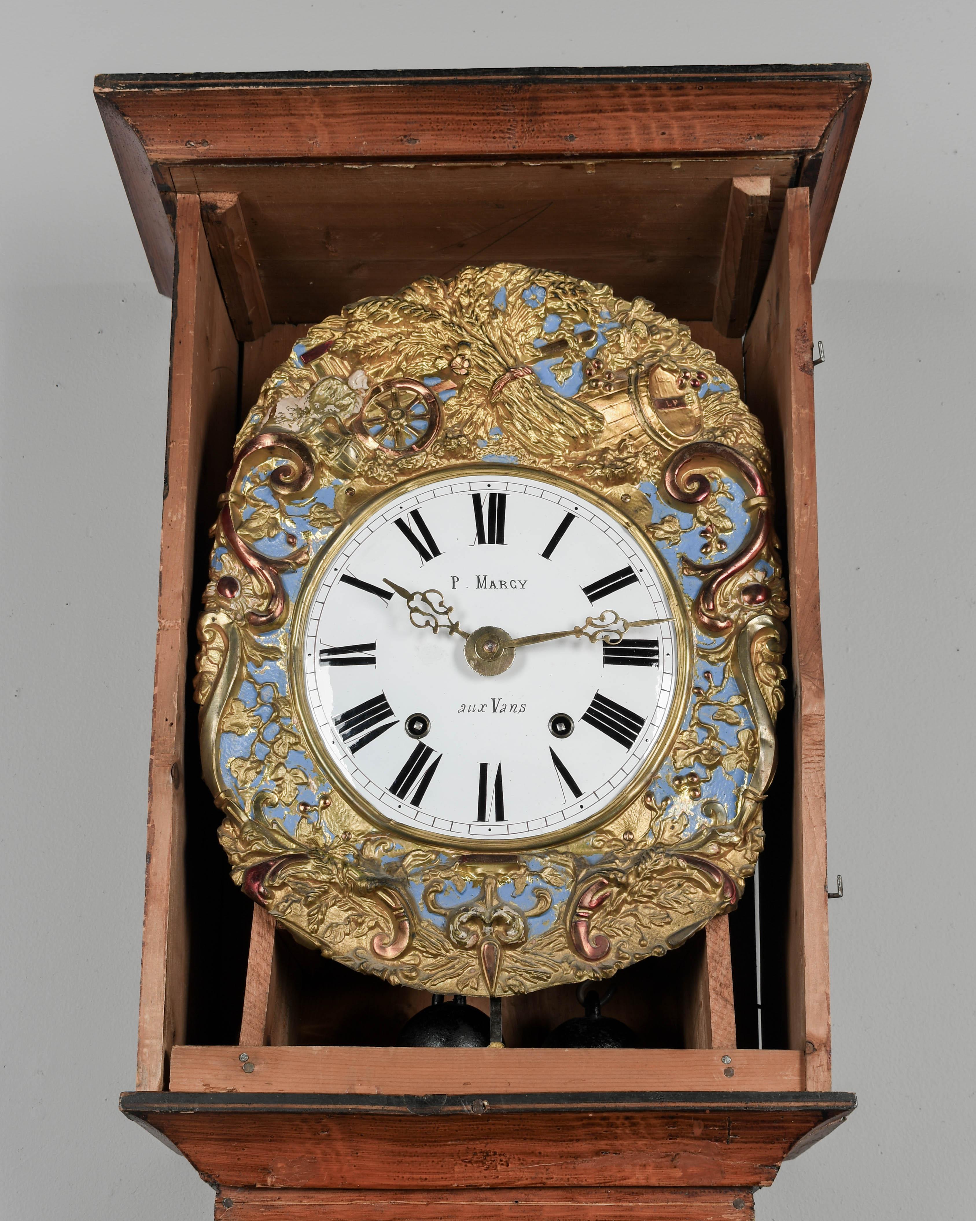 19th Century French Comtoise Grandfather Clock For Sale 1