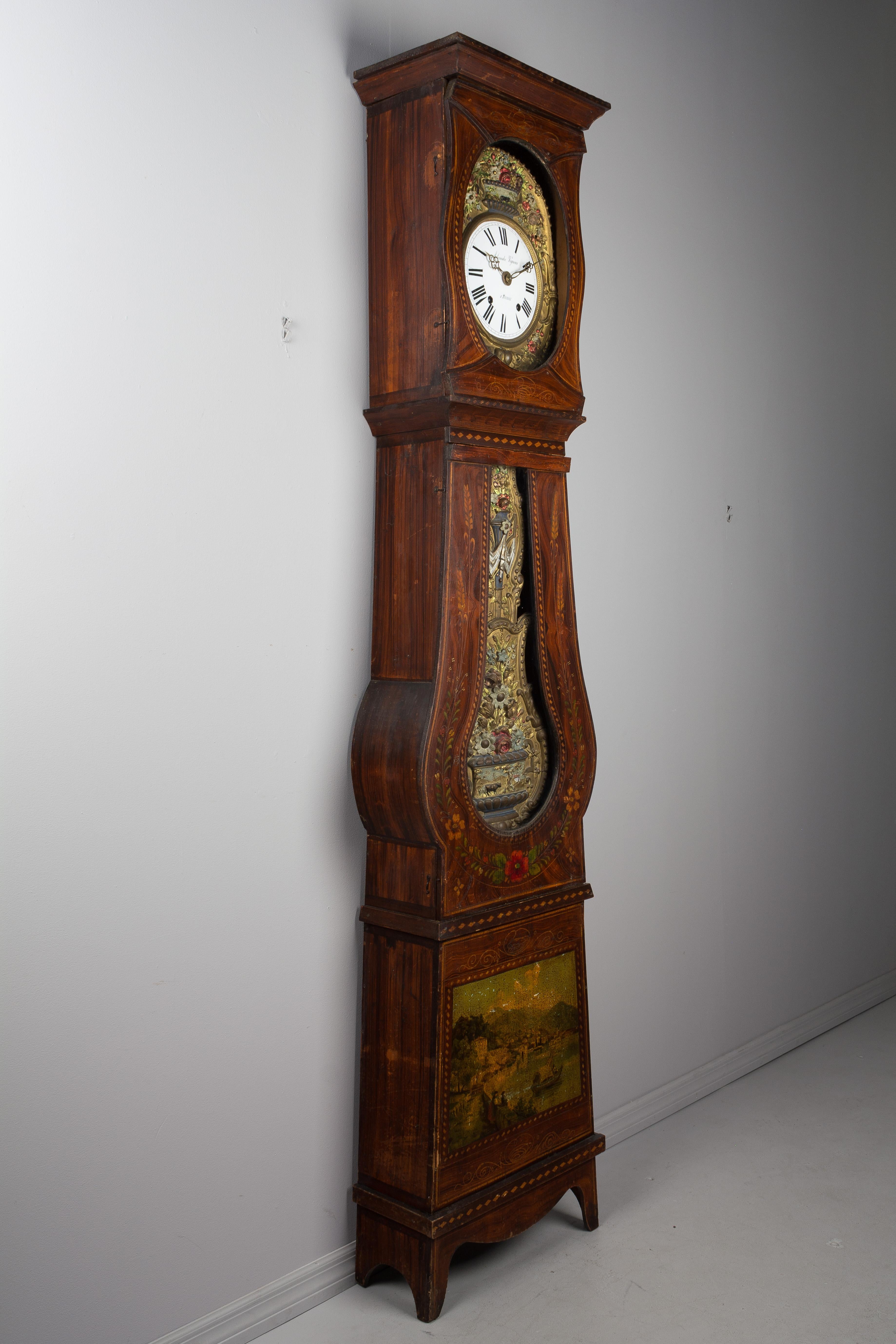 19th Century French Comtoise Grandfather Clock In Good Condition In Winter Park, FL