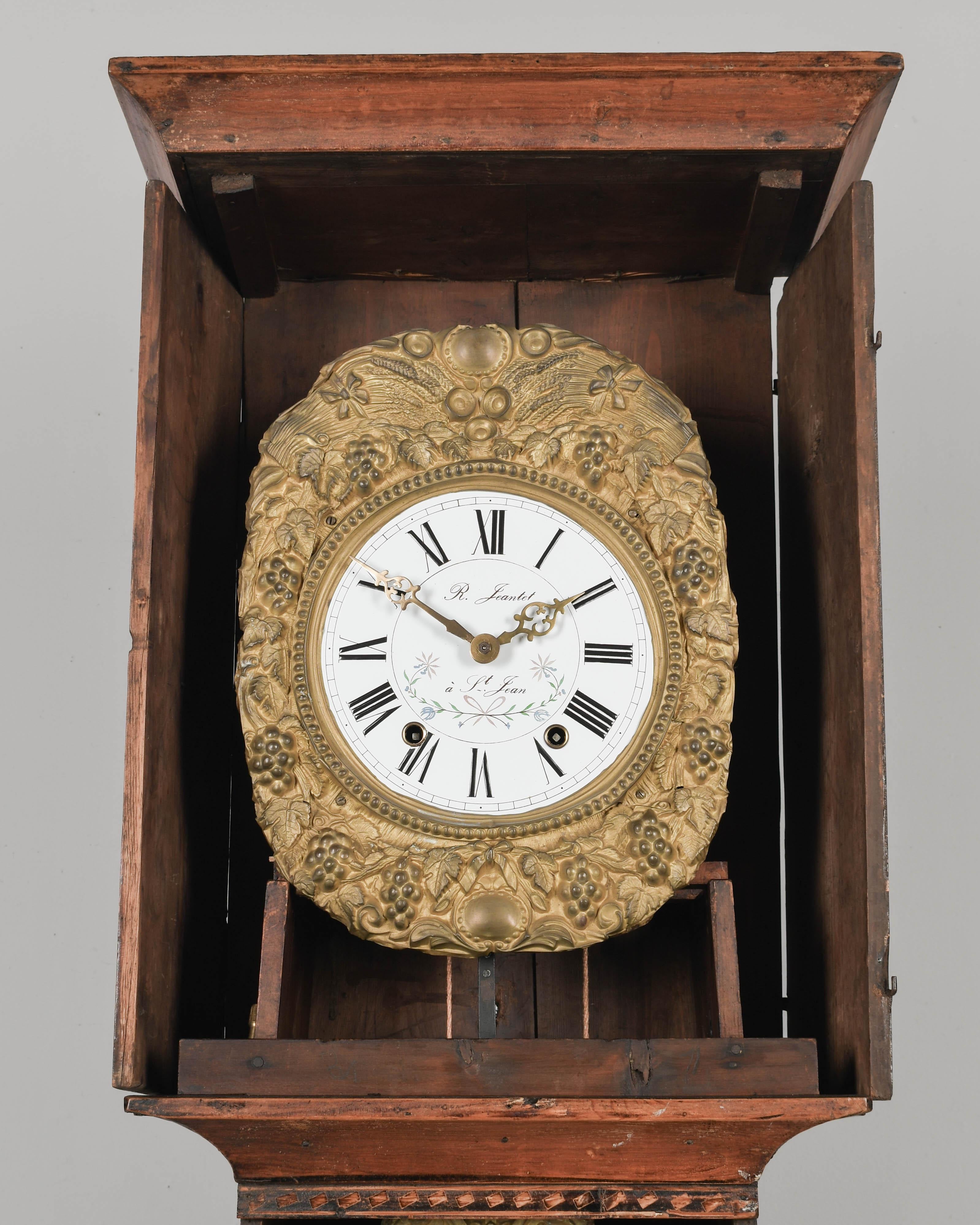 19th Century French Comtoise Grandfather Clock 2