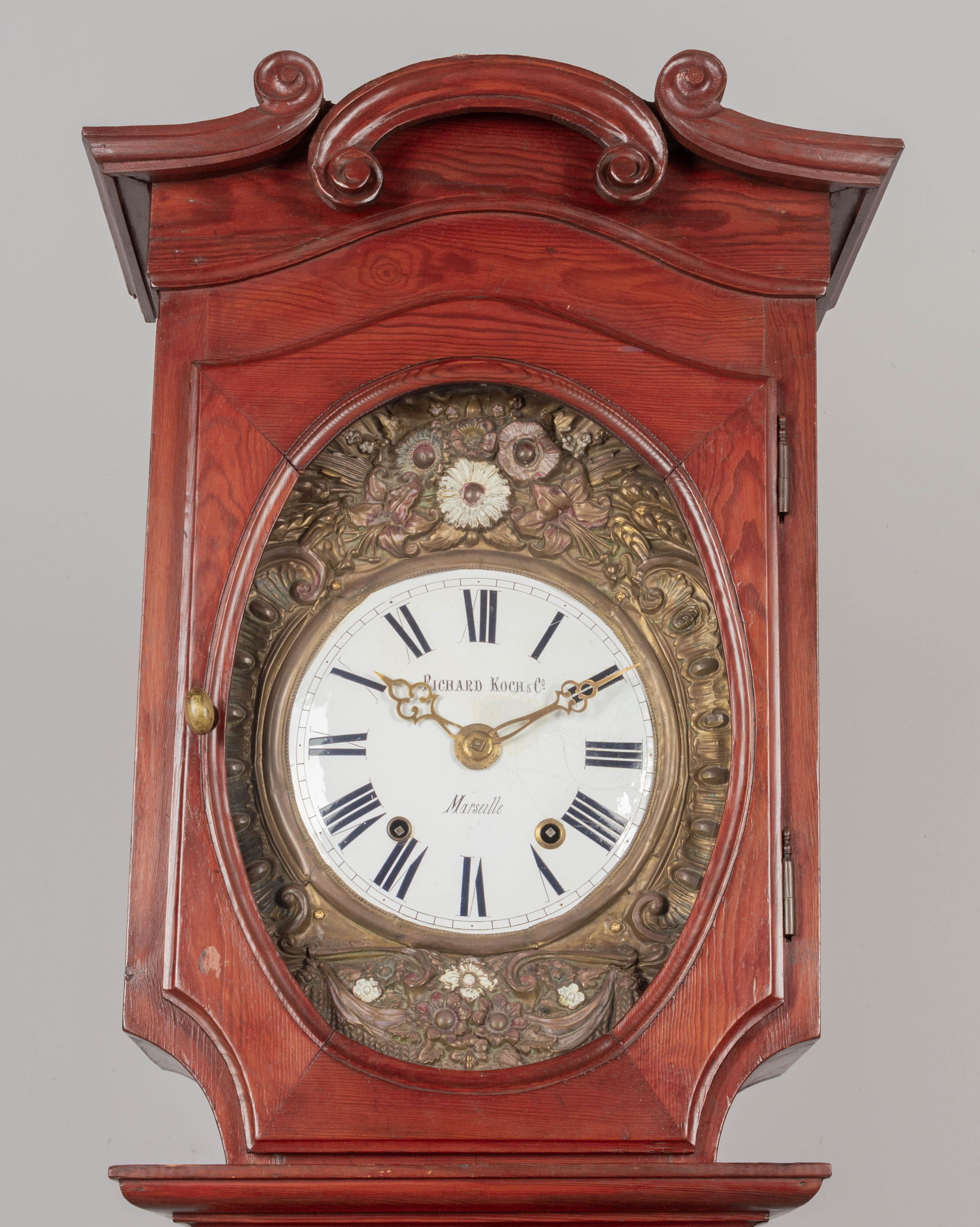 19th Century French Comtoise Grandfather Clock For Sale 3