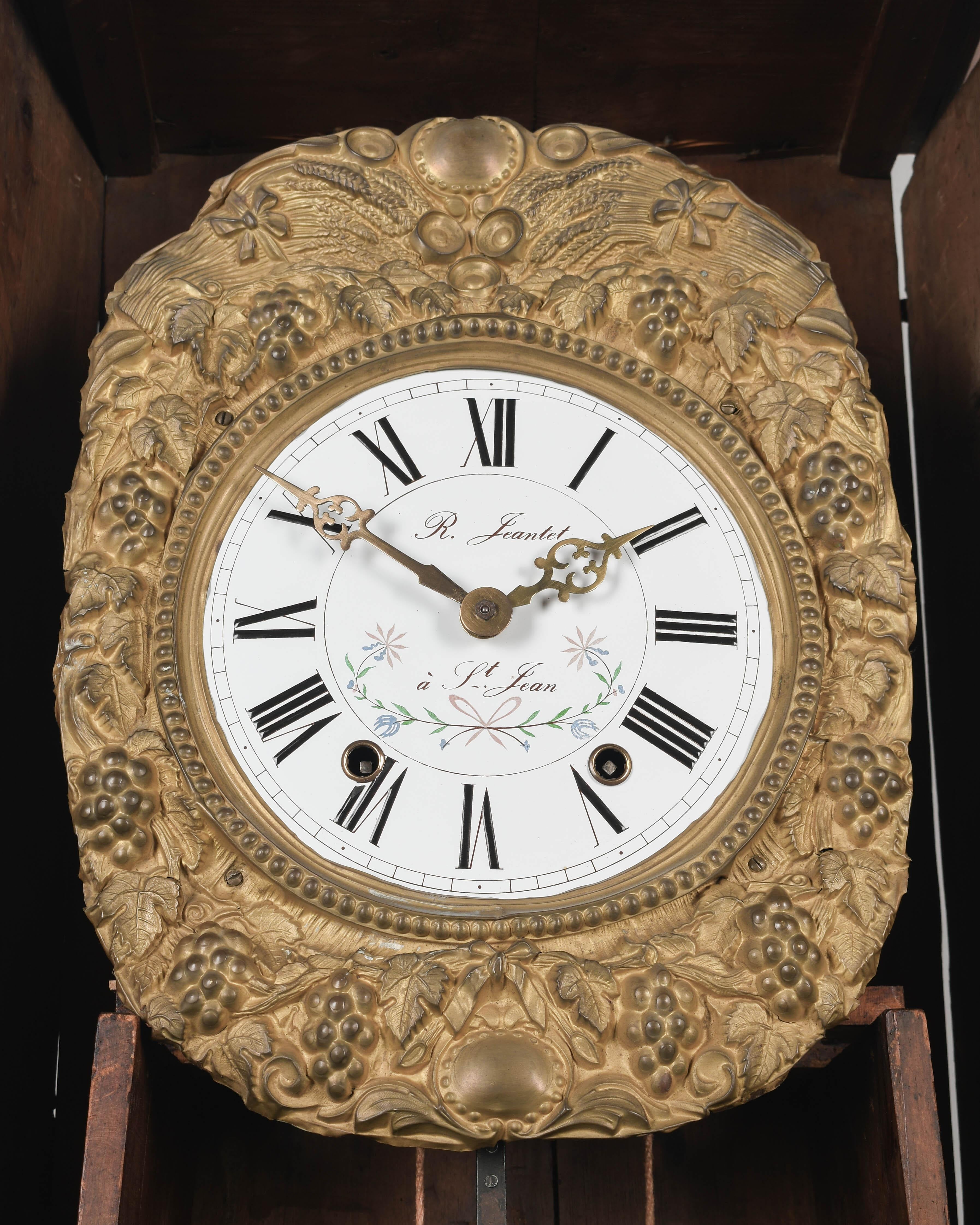 19th Century French Comtoise Grandfather Clock 3