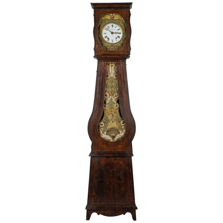 19th Century French Comtoise Grandfather Clock For Sale