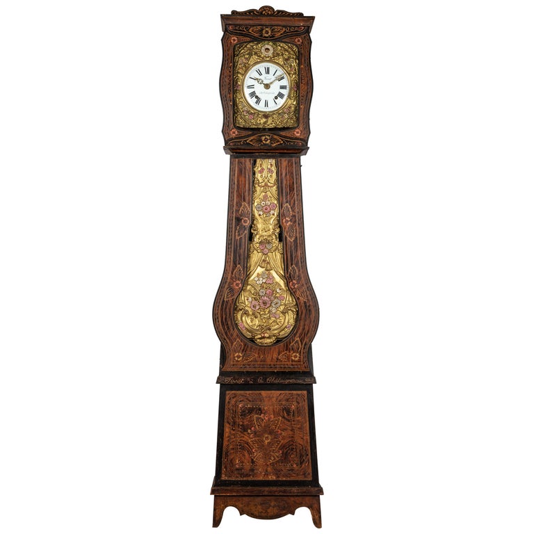 19th Century French Comtoise Grandfather Clock For Sale