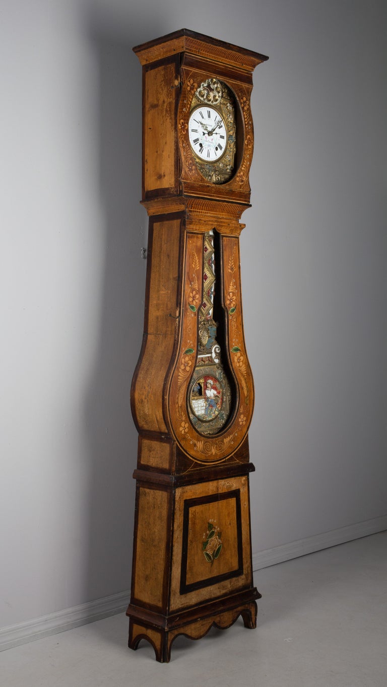 19th Century French Comtoise Grandfather Clock with Automate Pendulum