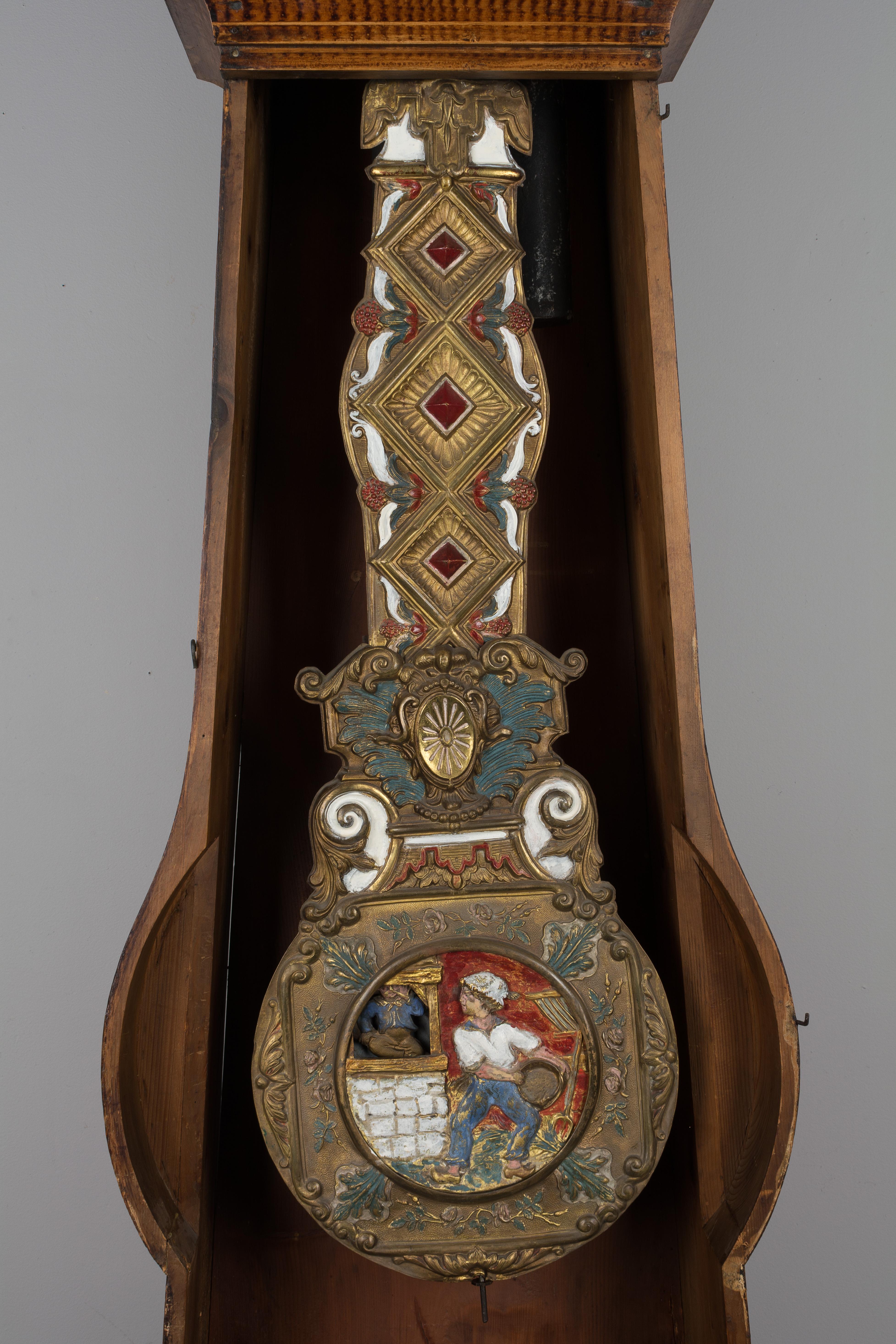 Provincial français pendule comtoise française du 19ème siècle avec pendule automatique