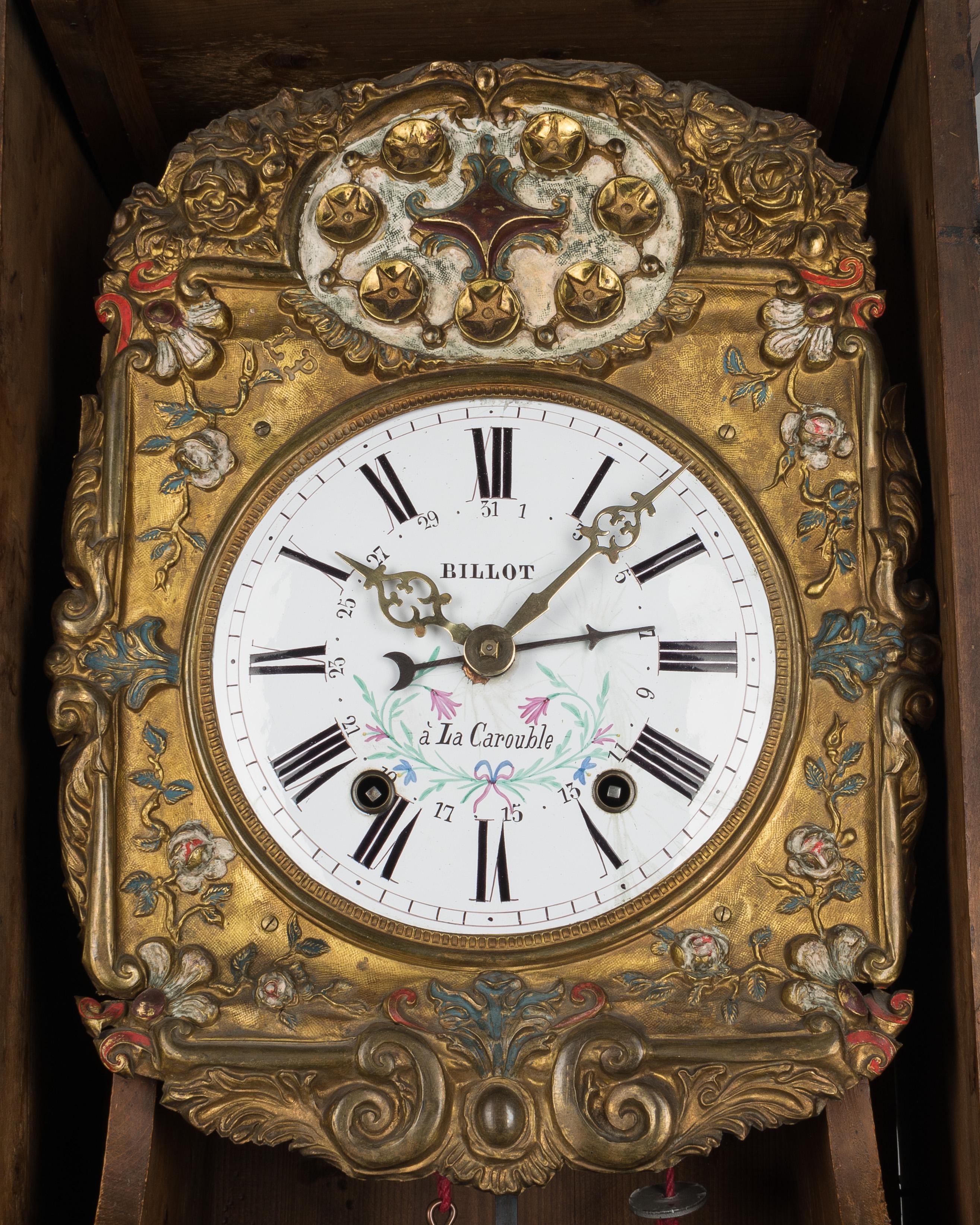 19th Century French Comtoise Grandfather Clock with Automate Pendulum 1