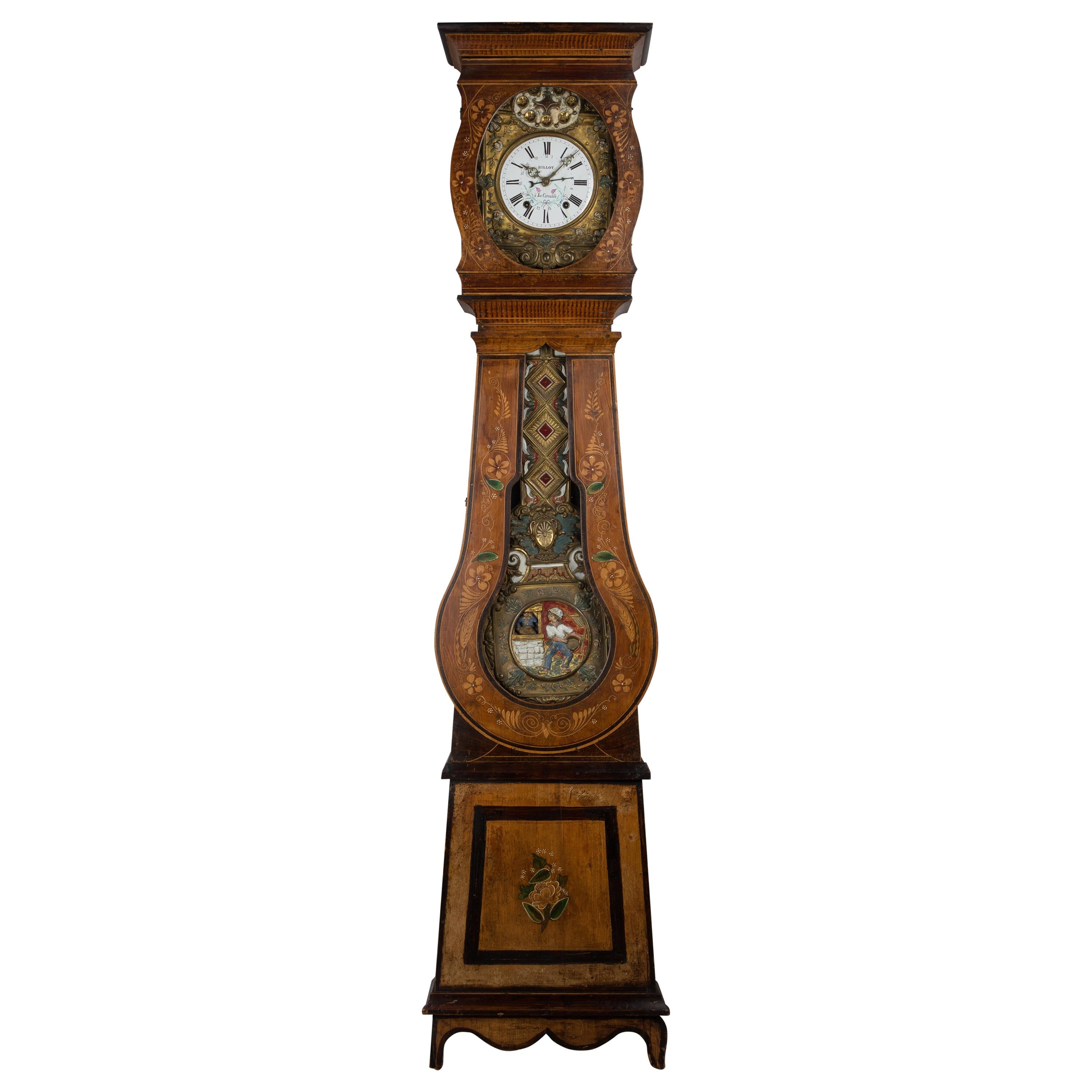 19th Century French Comtoise Grandfather Clock with Automate Pendulum