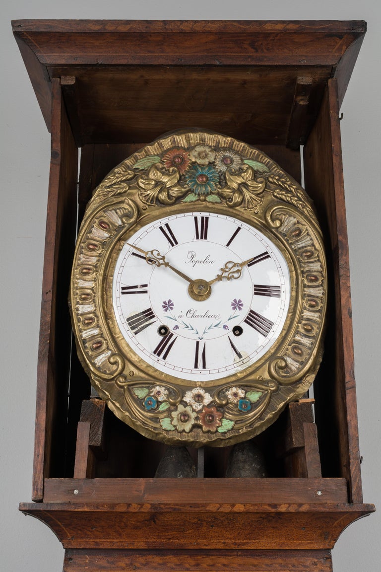 19th Century French Comtoise Grandfather Clock with Automated Pendulum