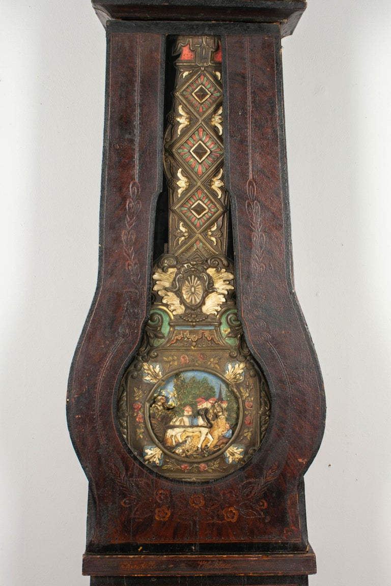 19th Century French Comtoise Grandfather Clock with Automated Pendulum