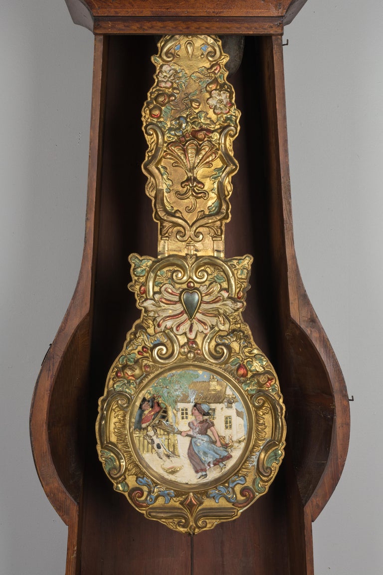 19th Century French Comtoise Grandfather Clock with Automated Pendulum