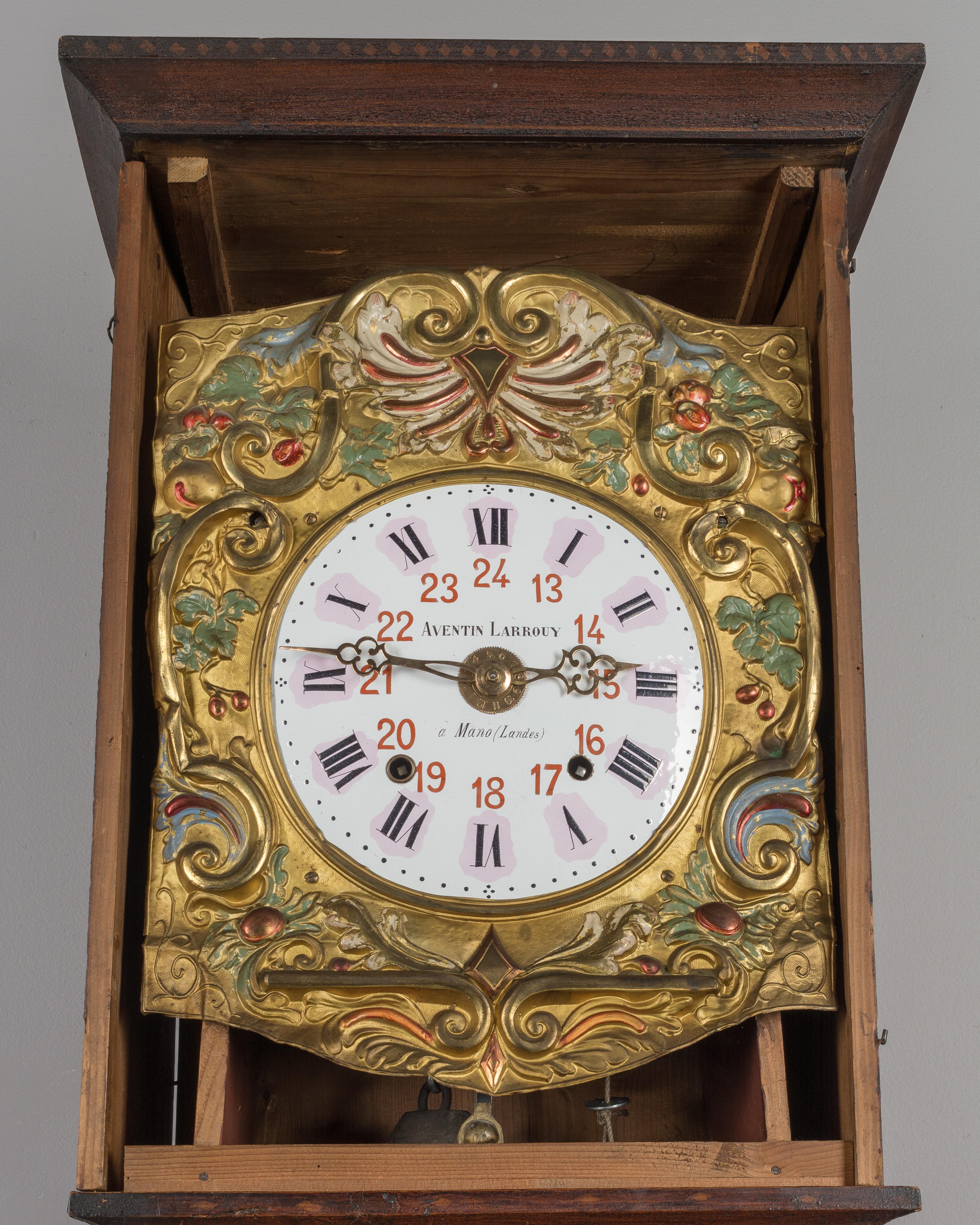 Cast 19th Century French Comtoise Grandfather Clock with Automated Pendulum