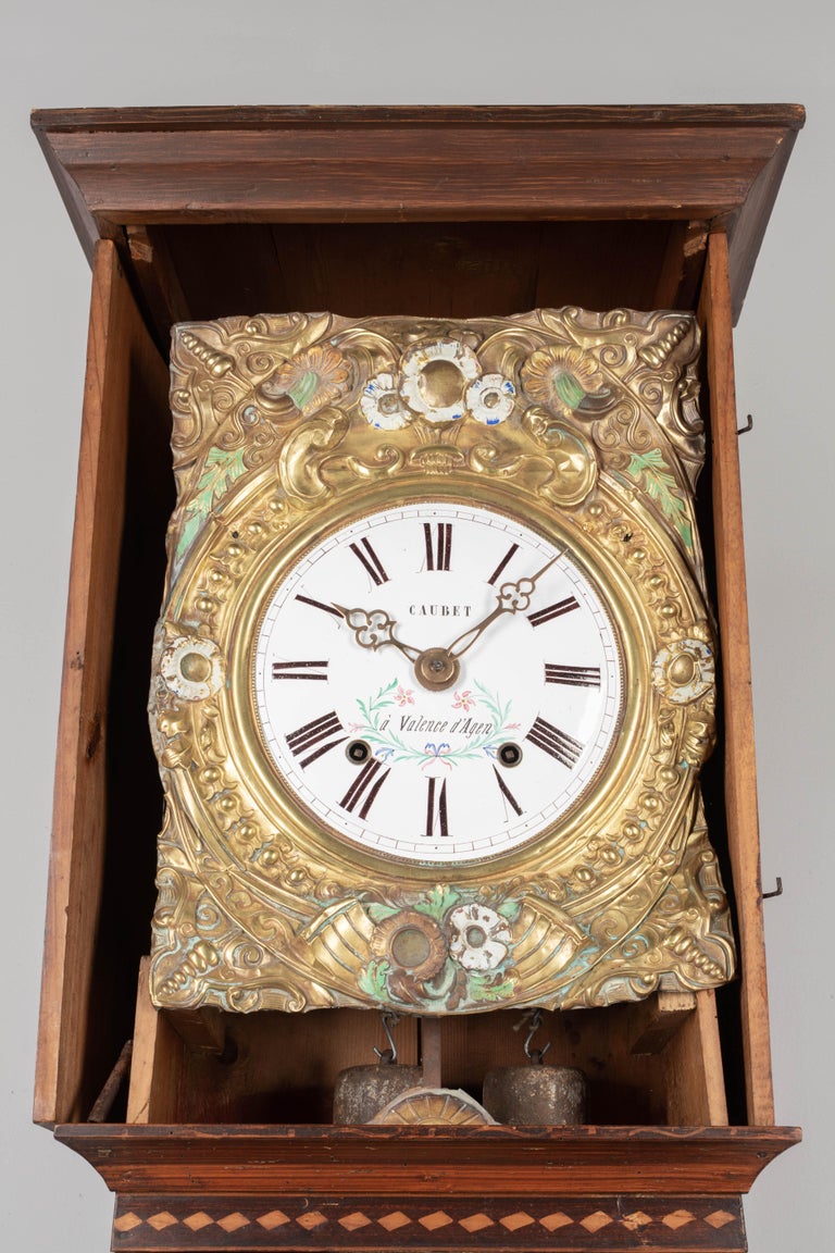 19th Century French Comtoise Grandfather Clock with Automated Pendulum For Sale 1
