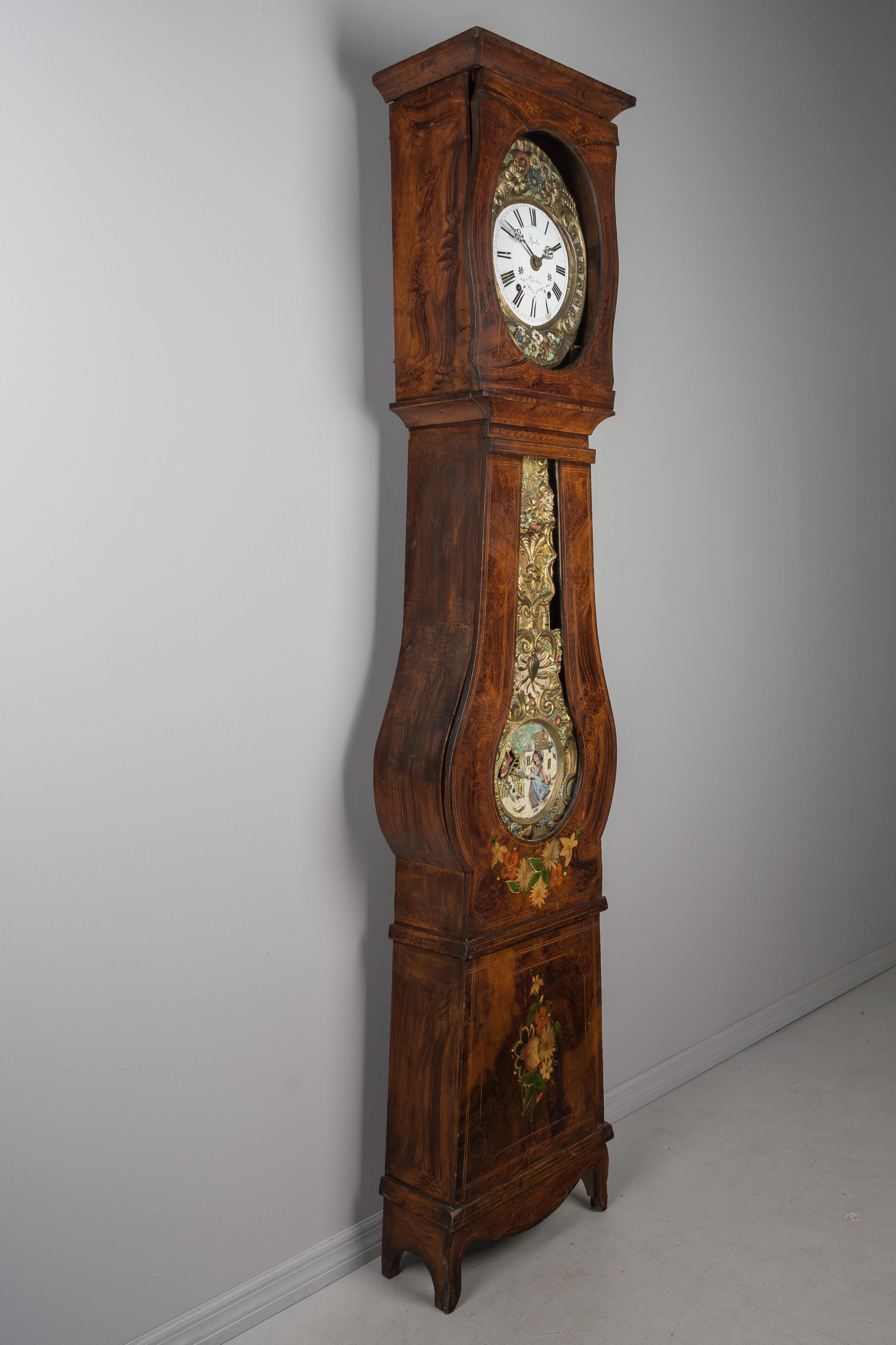 19th Century French Comtoise Grandfather Clock with Automated Pendulum In Good Condition In Winter Park, FL