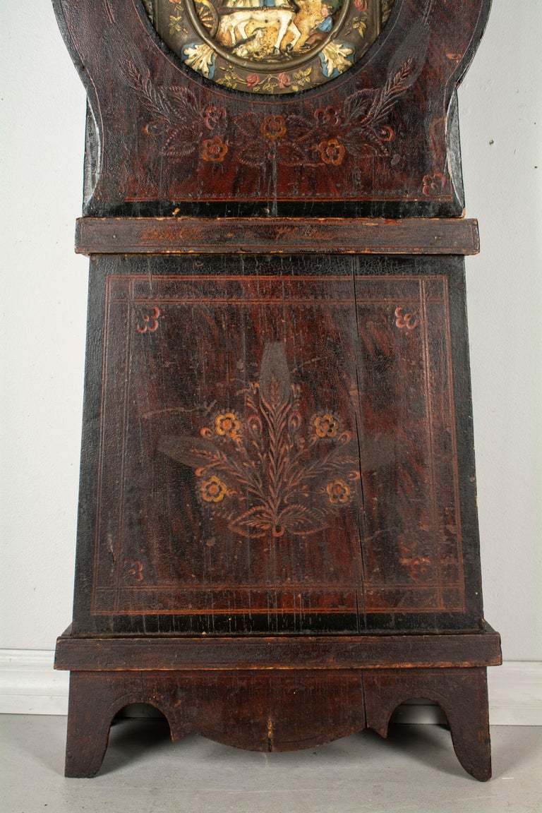 19th Century French Comtoise Grandfather Clock with Automated Pendulum