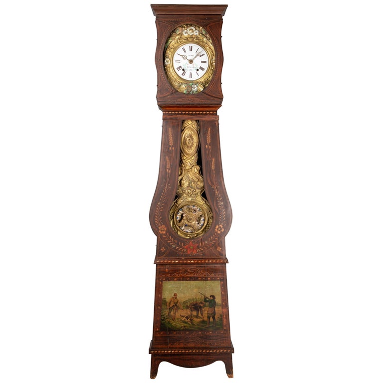 19th Century French Comtoise Grandfather Clock with Automated Pendulum For Sale