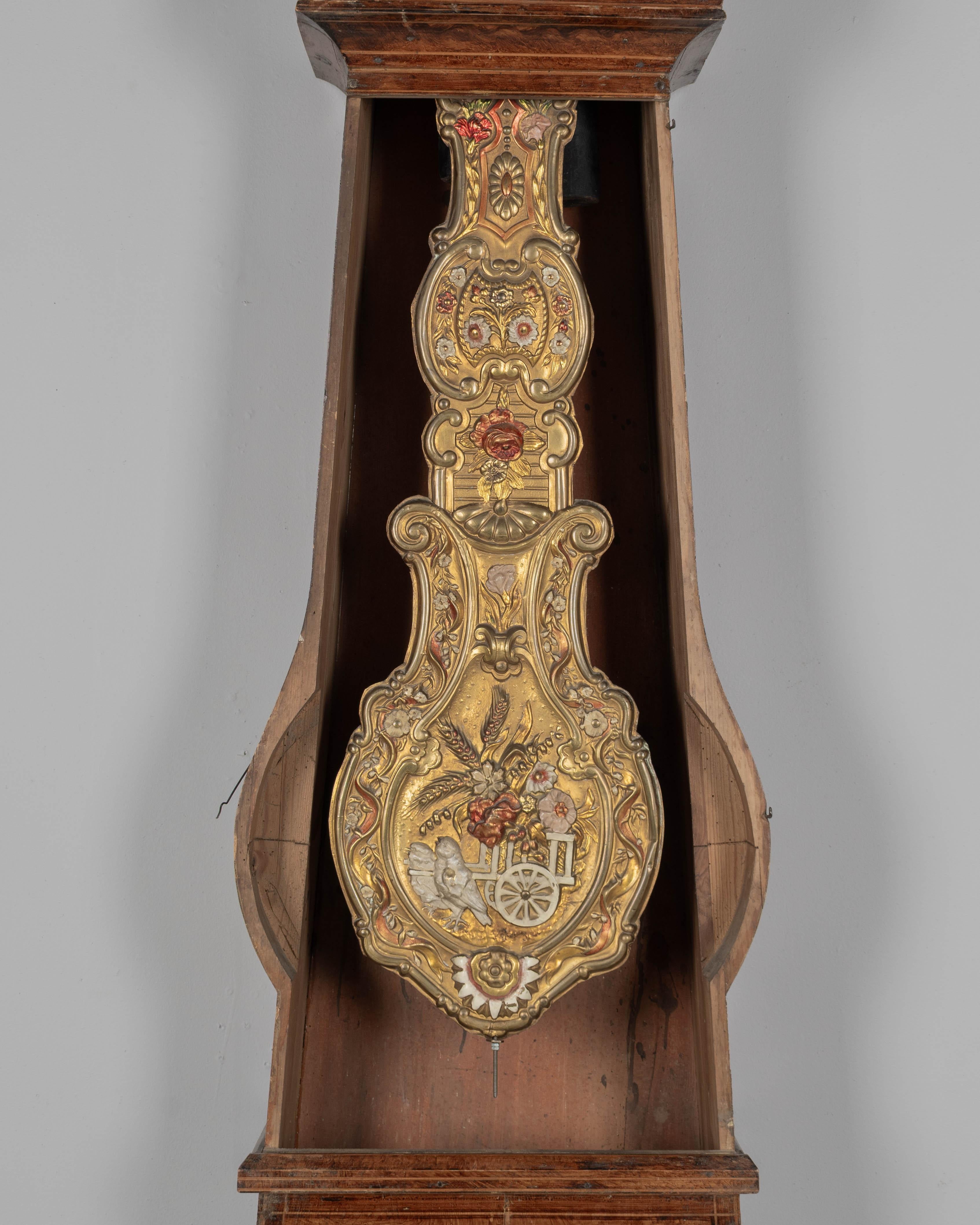 19th Century French Comtoise or Morbier Grandfather Clock For Sale 1