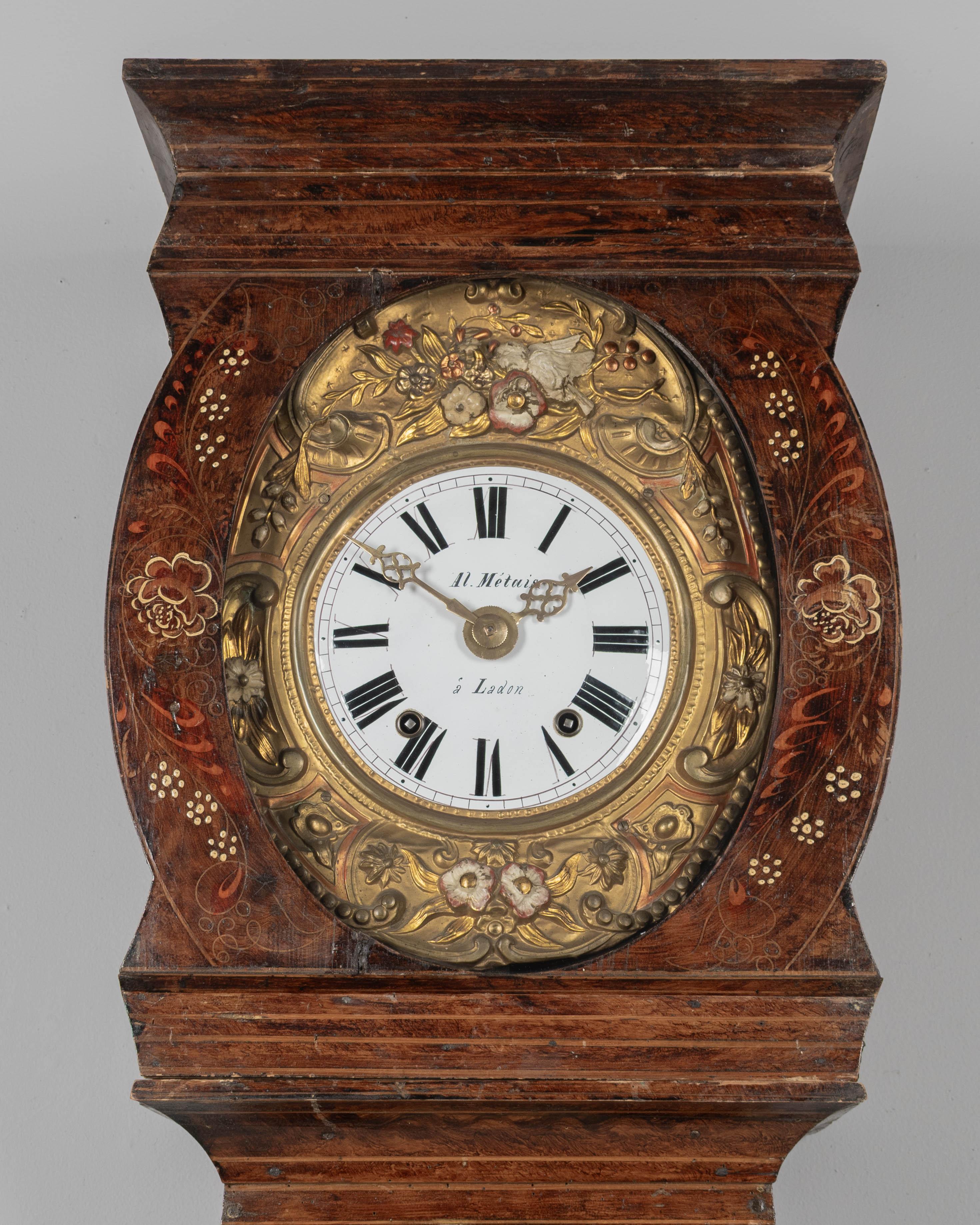 19th Century French Comtoise or Morbier Grandfather Clock For Sale 2