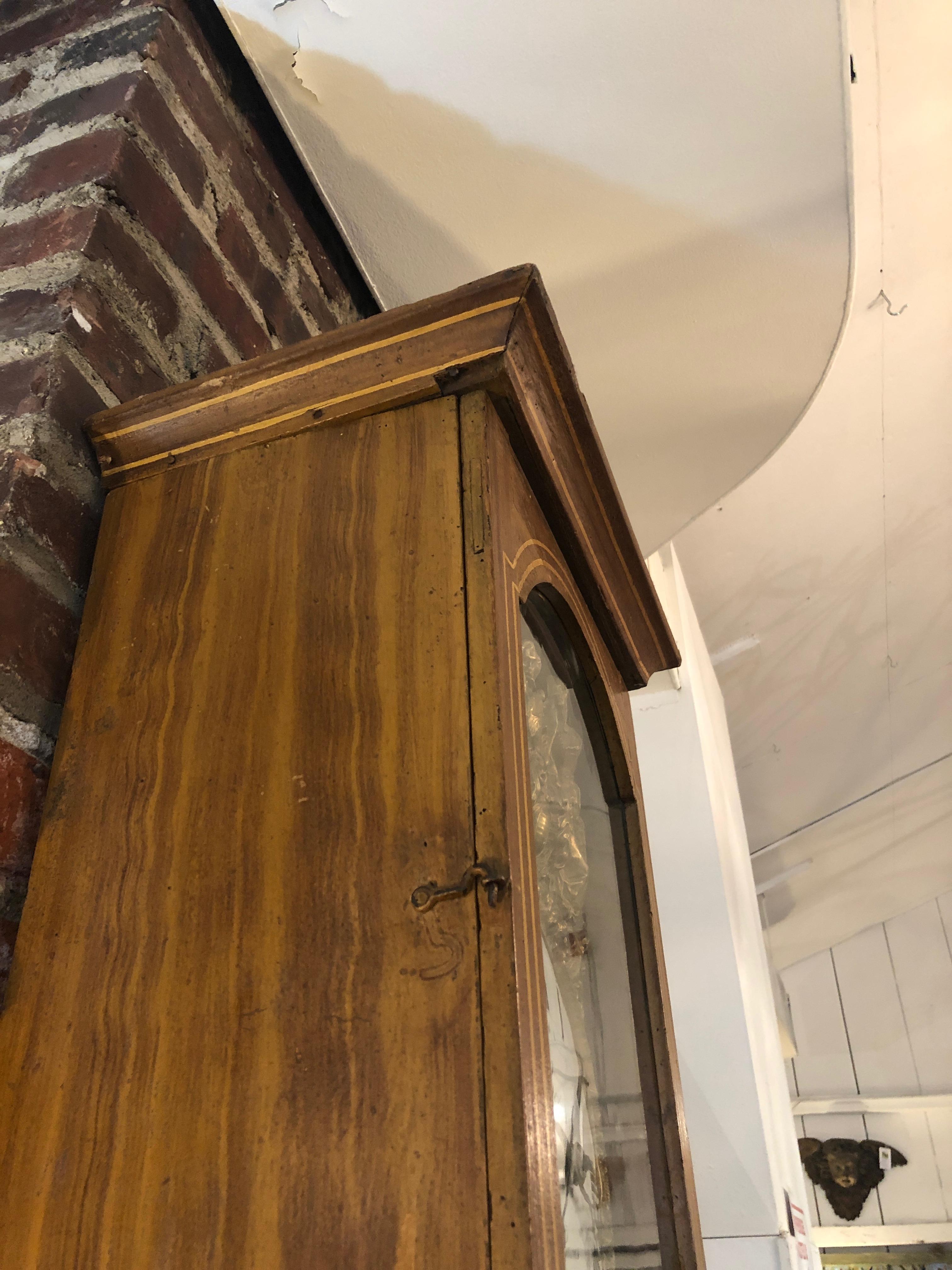 Horloge comtoise en pin peint du 19ème siècle 1