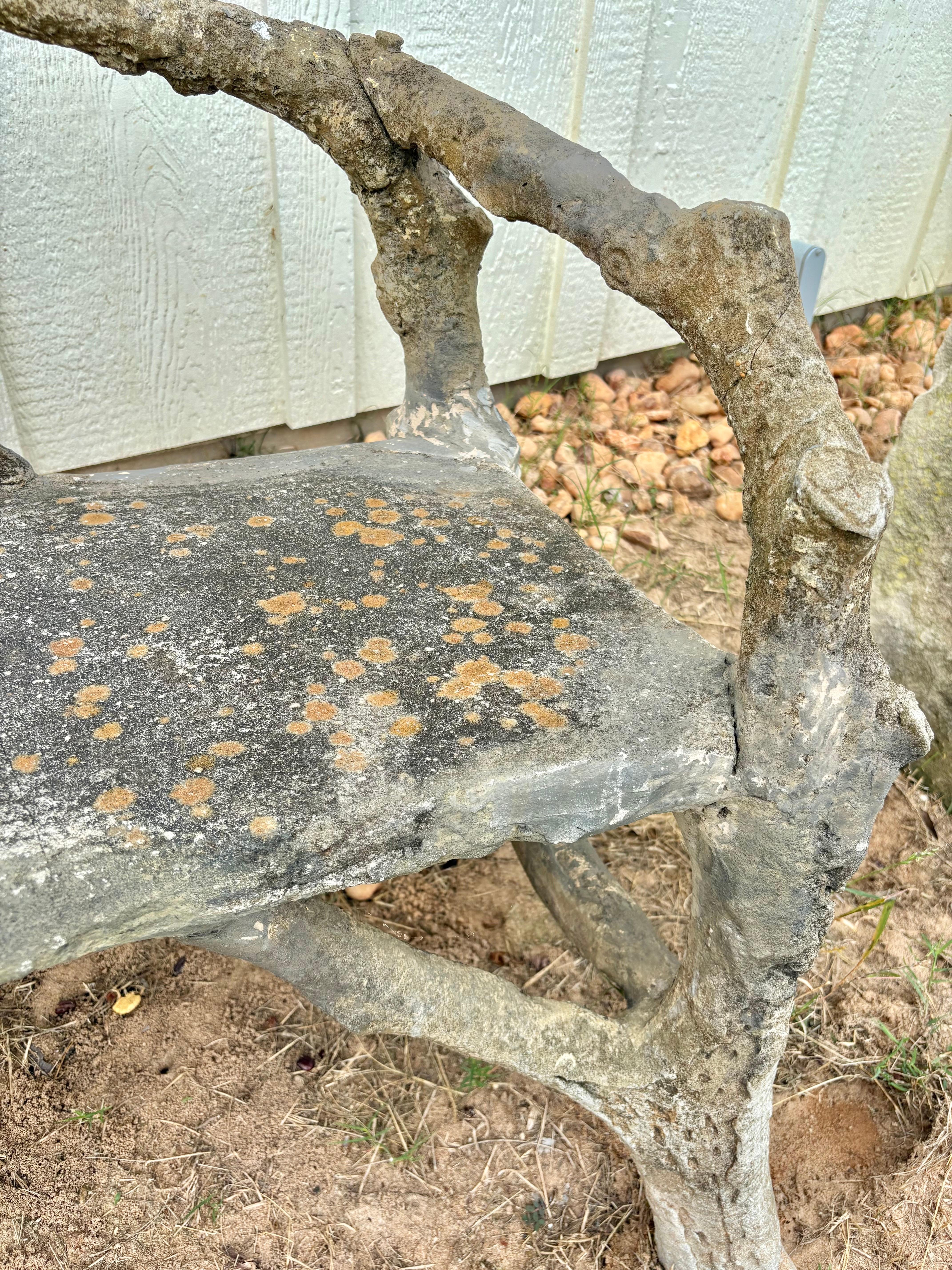 Banco de jardín de hormigón de imitación bois francés del siglo XIX en venta 6