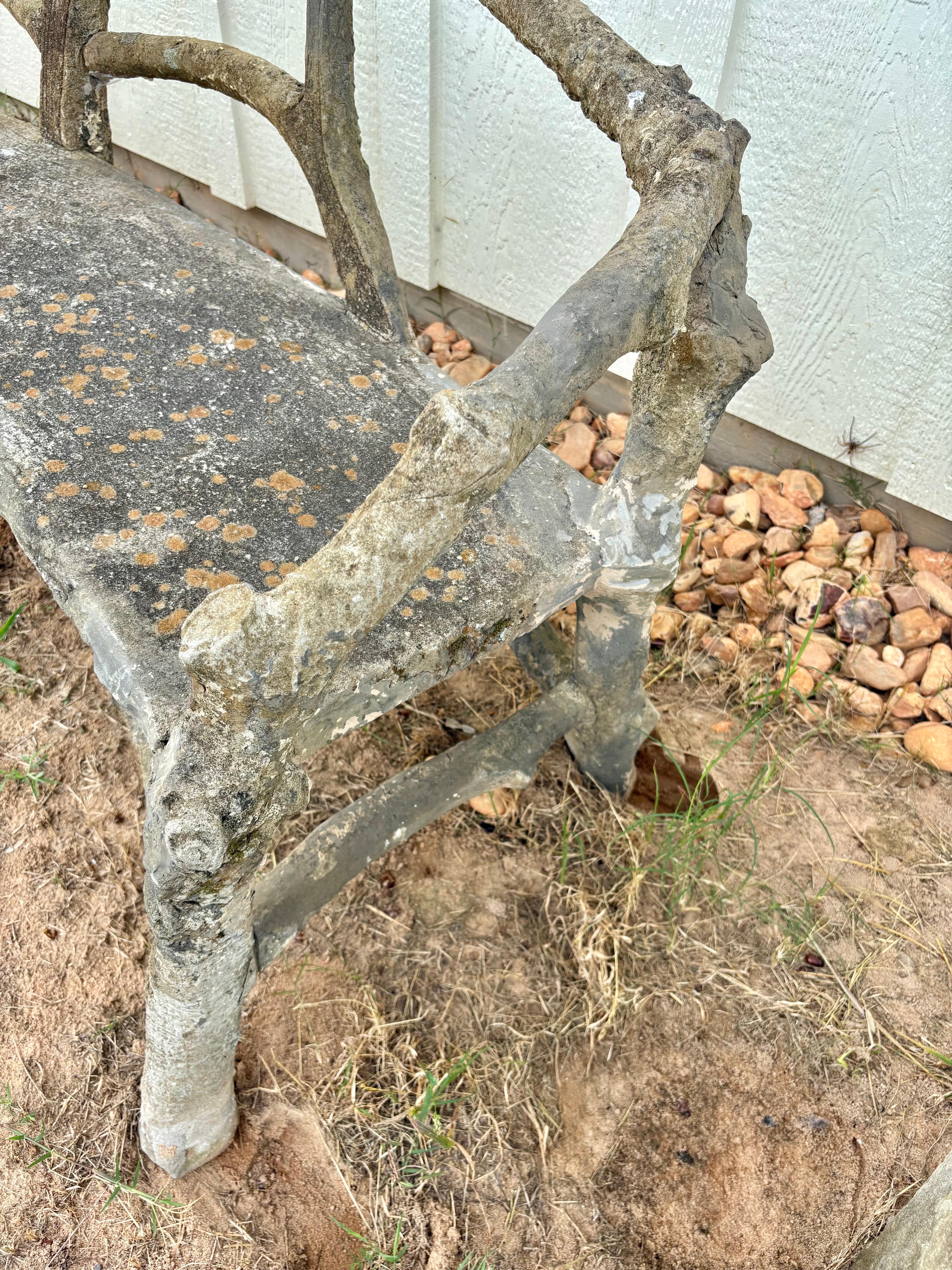 Banco de jardín de hormigón de imitación bois francés del siglo XIX en venta 10