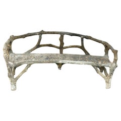 19th Century French Concrete Faux Bois Garden Bench