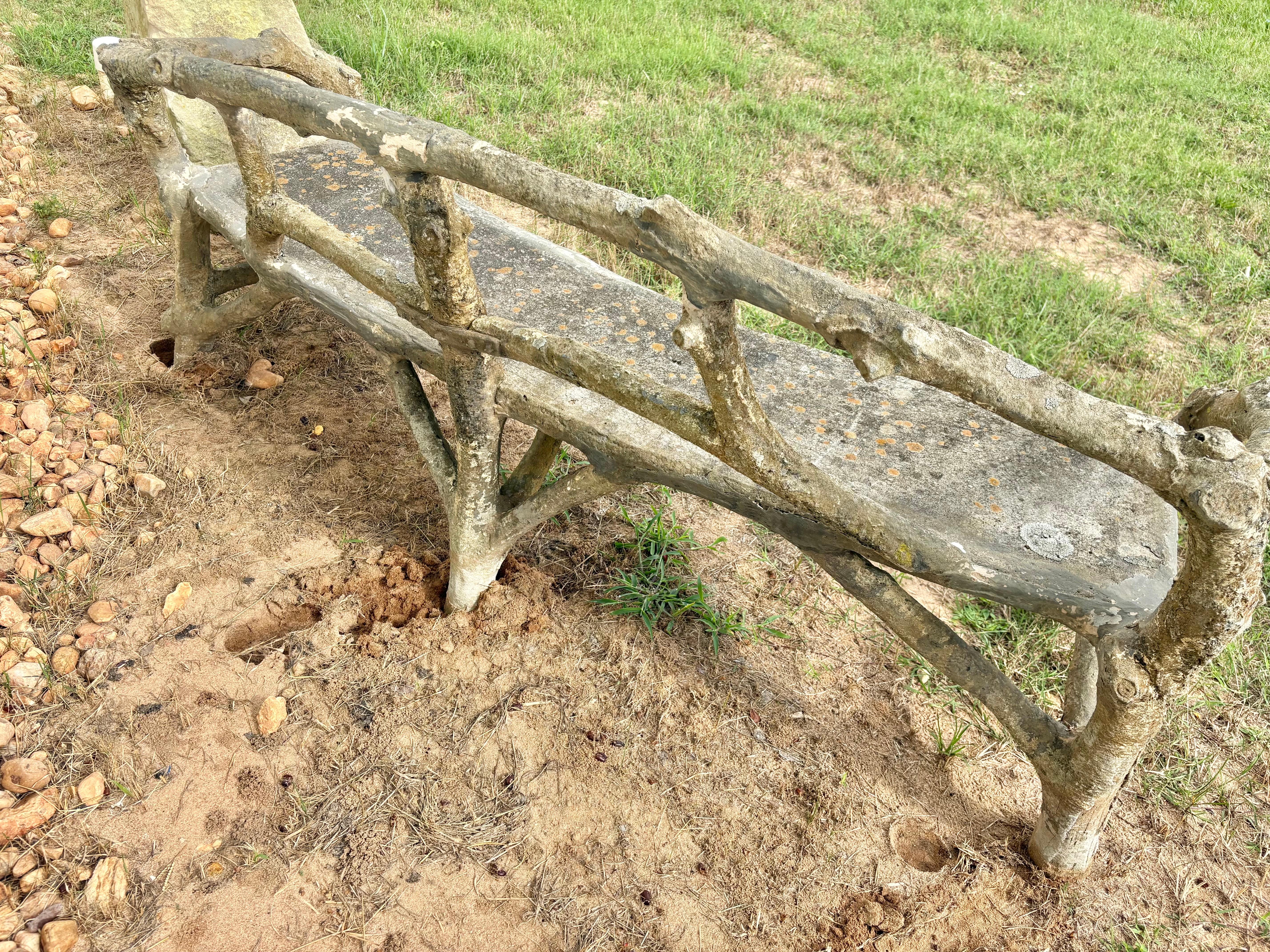 Banco de jardín de hormigón de imitación bois francés del siglo XIX Hecho a mano en venta