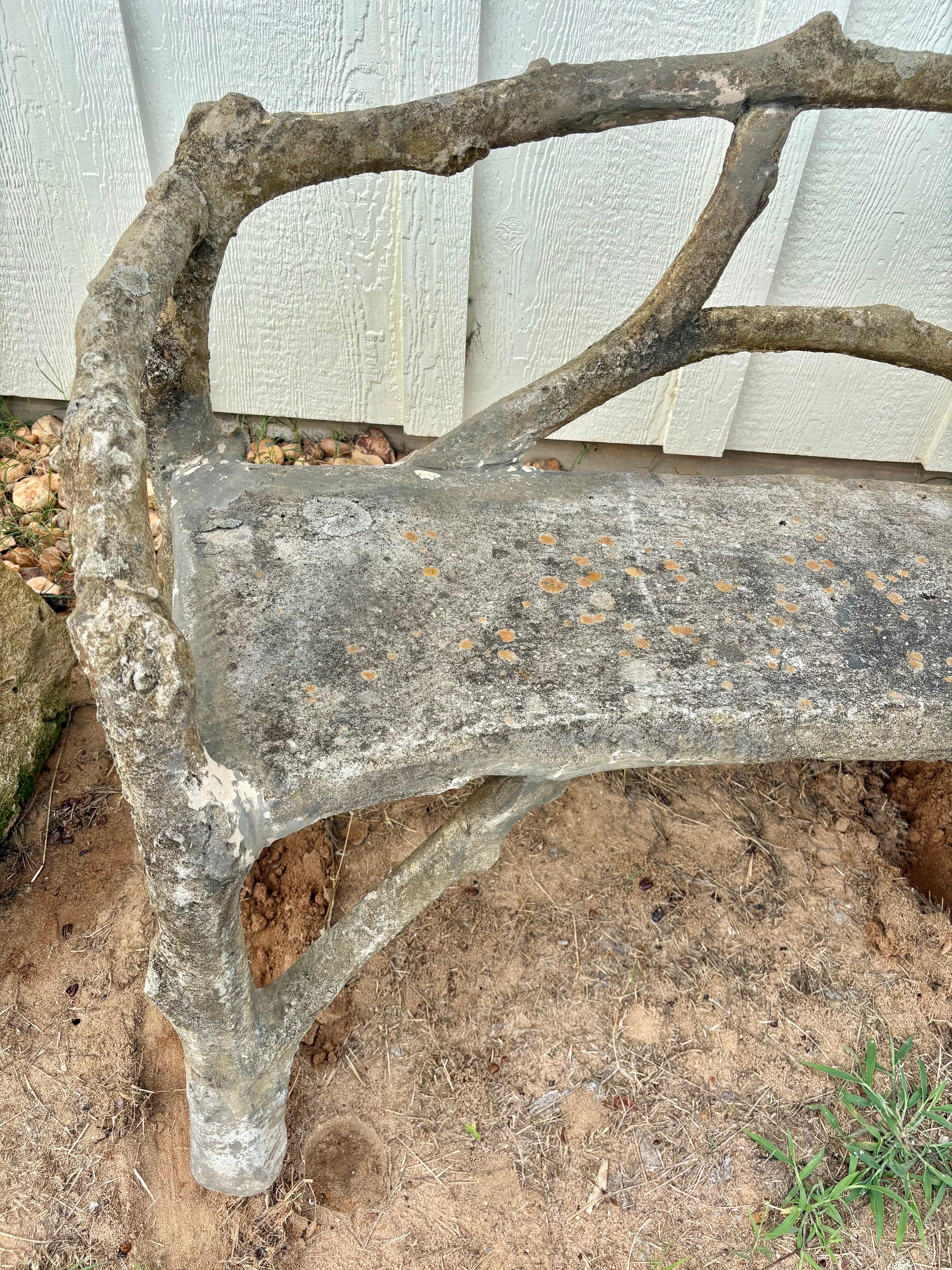 Banco de jardín de hormigón de imitación bois francés del siglo XIX Concreto en venta