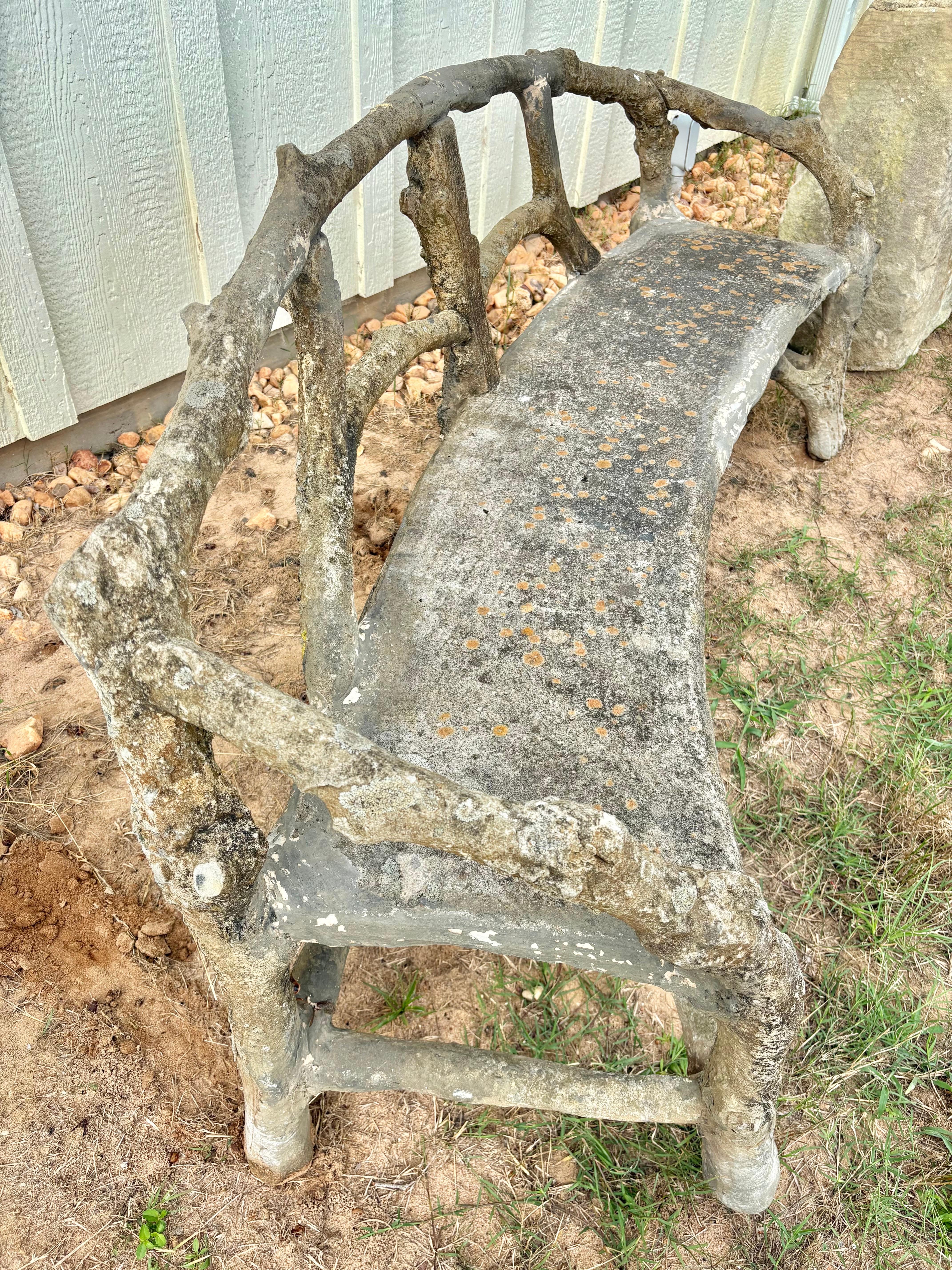 Banco de jardín de hormigón de imitación bois francés del siglo XIX en venta 1