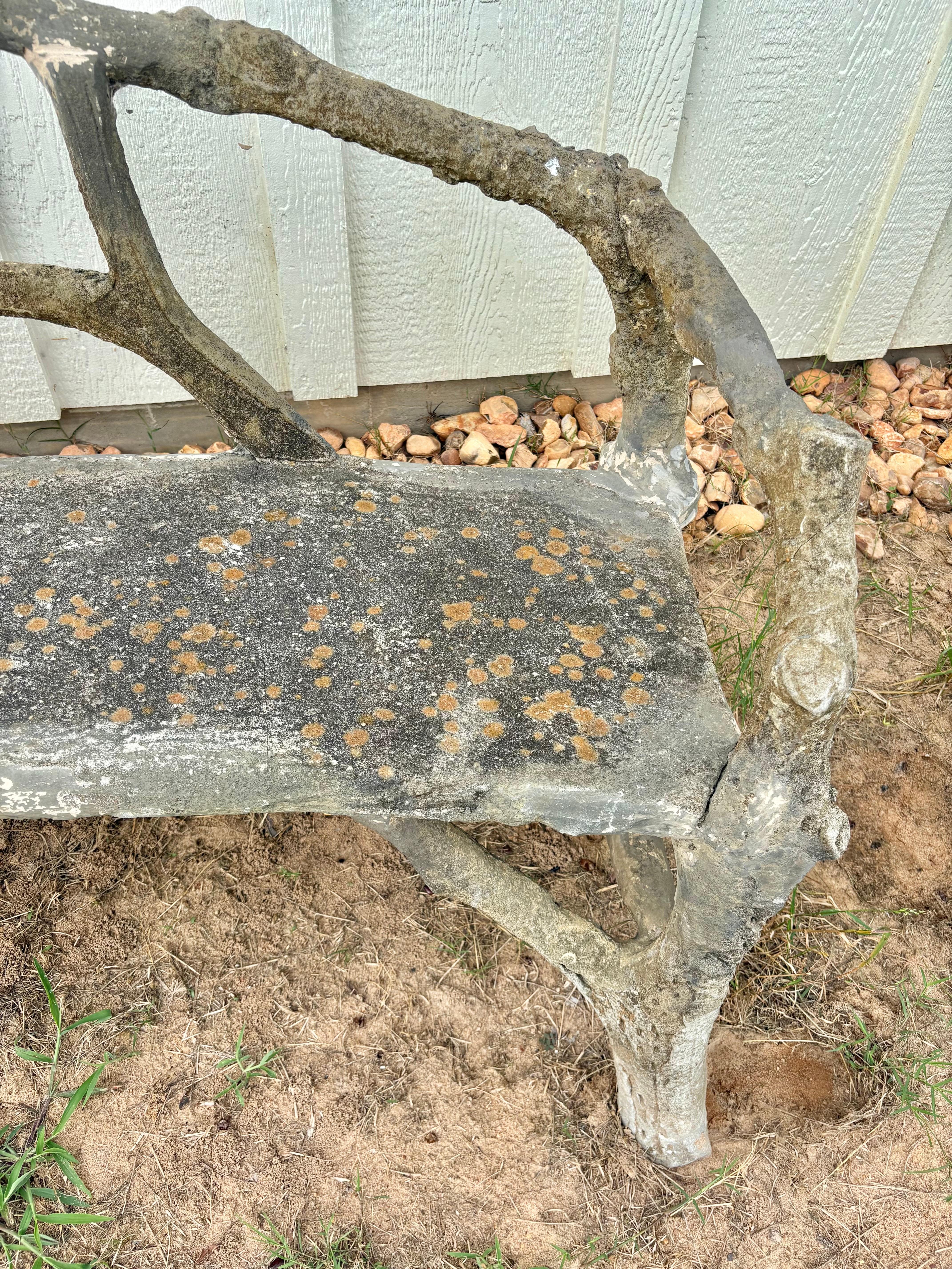 Banco de jardín de hormigón de imitación bois francés del siglo XIX en venta 3