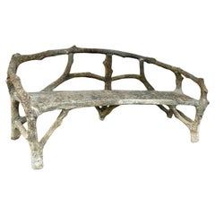 19th Century French Concrete Faux Bois Garden Bench