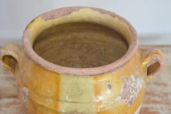 19th Century French Confit or Biot Jar with Lime and Gold Glazing