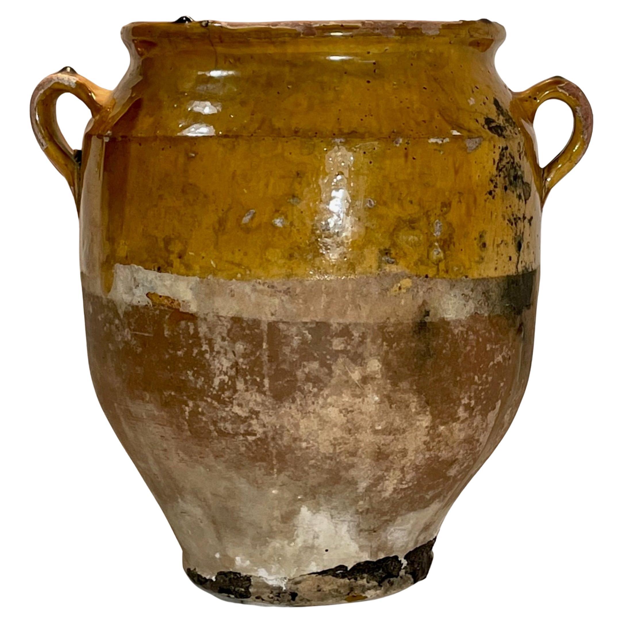 19th Century French Confit Pot Yellow Glazed Pottery