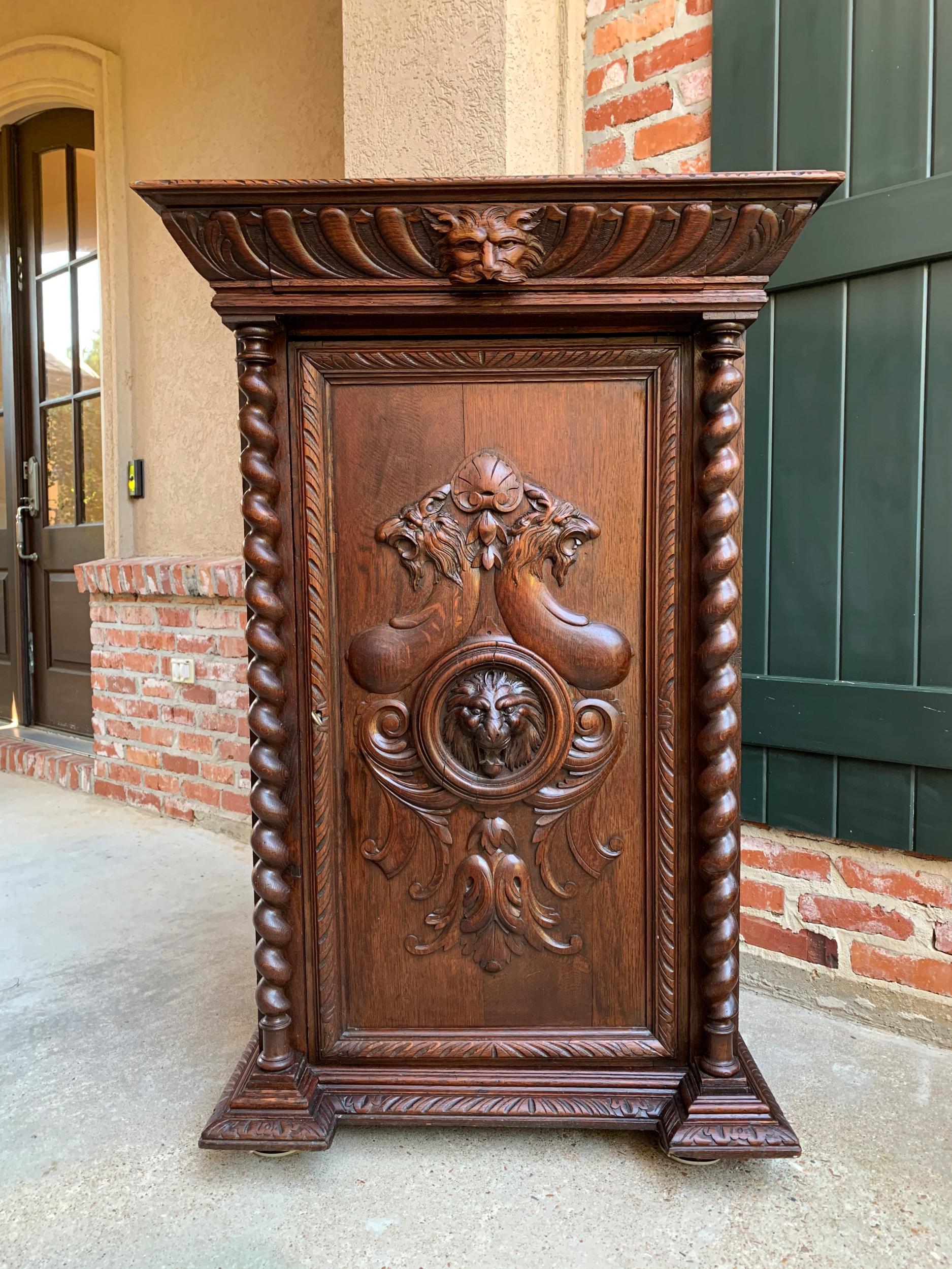 19th Century French Confiturier Jam Cabinet Carved Oak Barley Twist Louis XIV 8