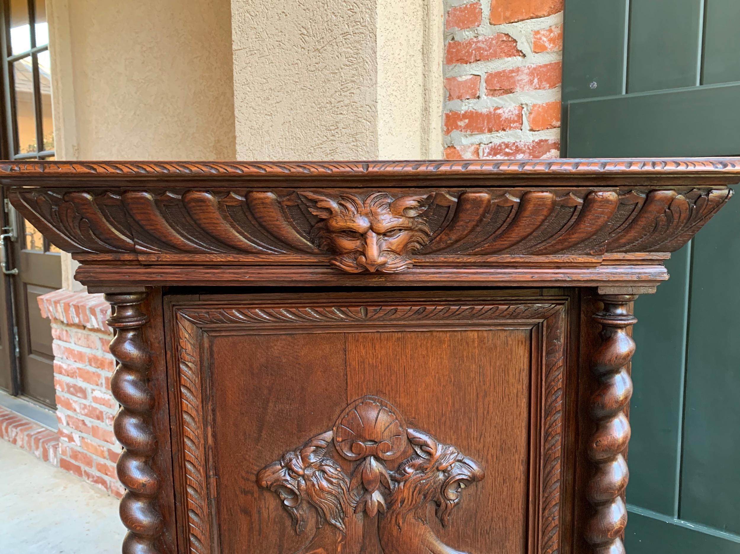 19th Century French Confiturier Jam Cabinet Carved Oak Barley Twist Louis XIV 9